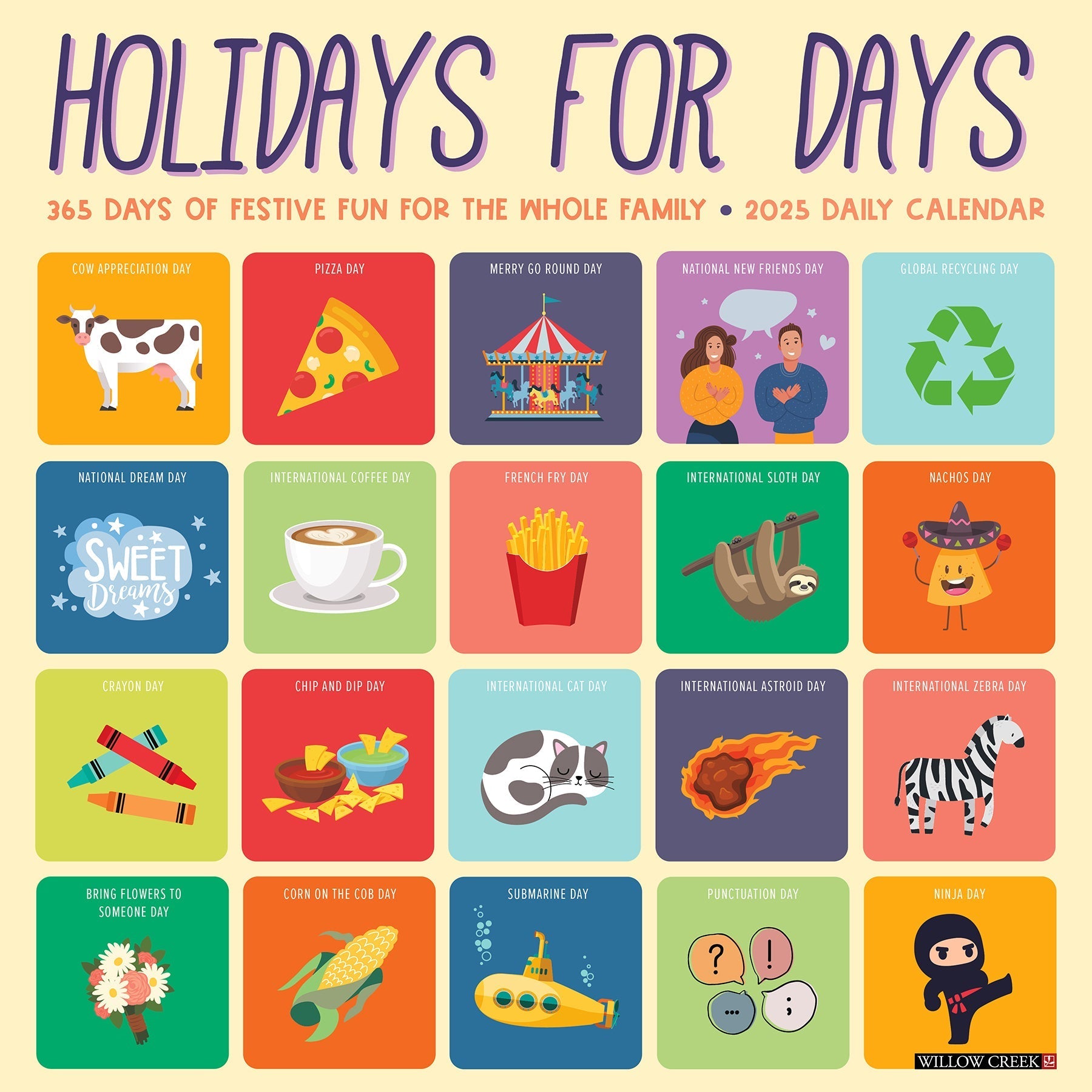 2025 Holidays for Days - Square Wall Calendar (US Only)