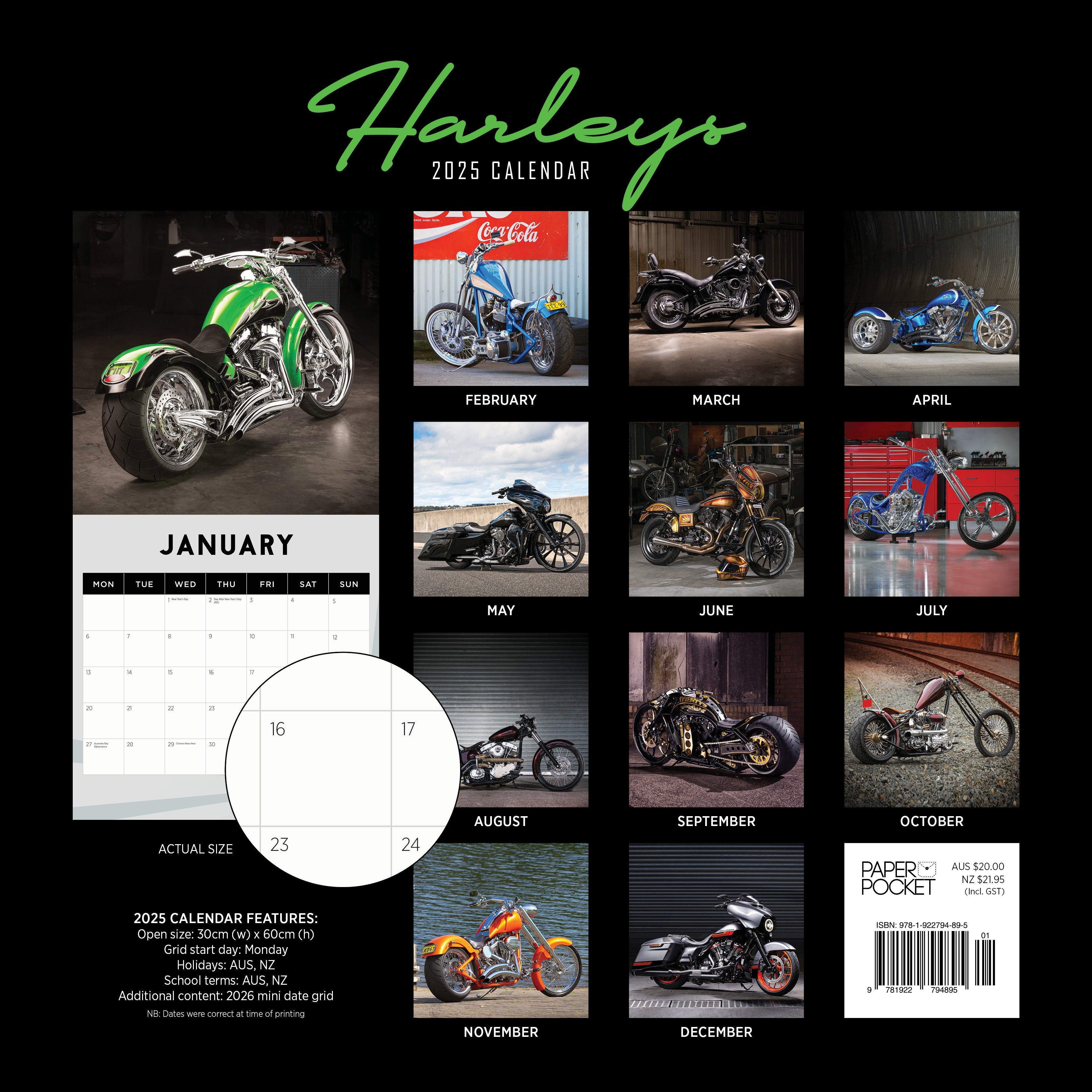 2025 Harleys - Square Wall Calendar