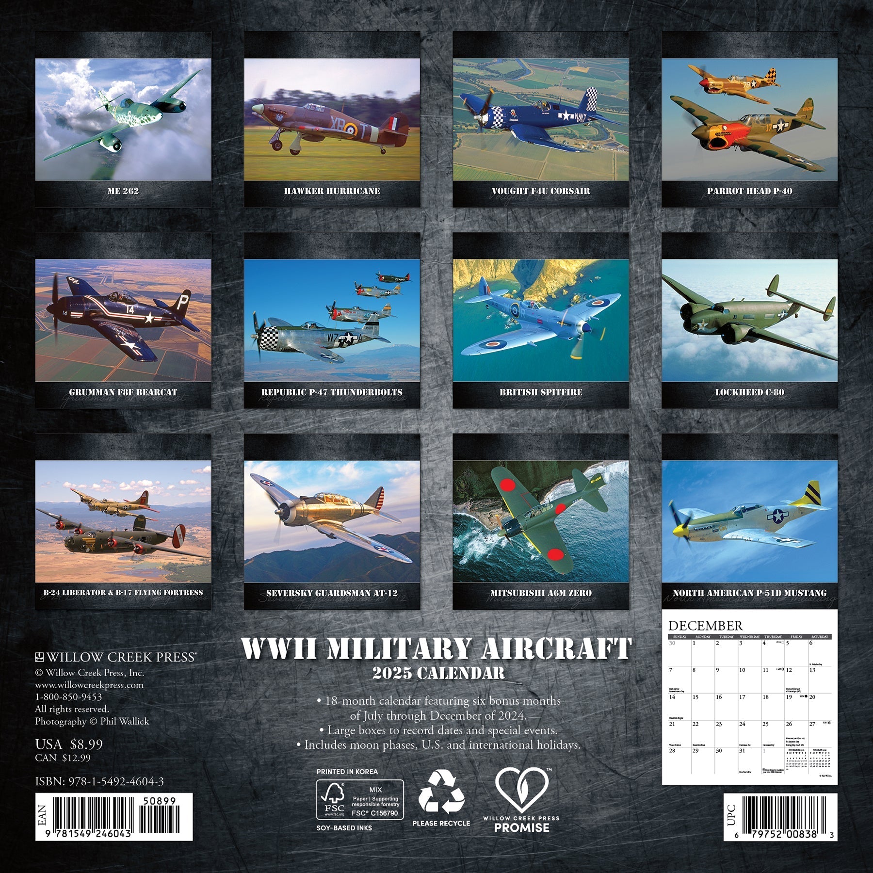 2025 WWII Military Aircraft - Mini Wall Calendar (US Only)