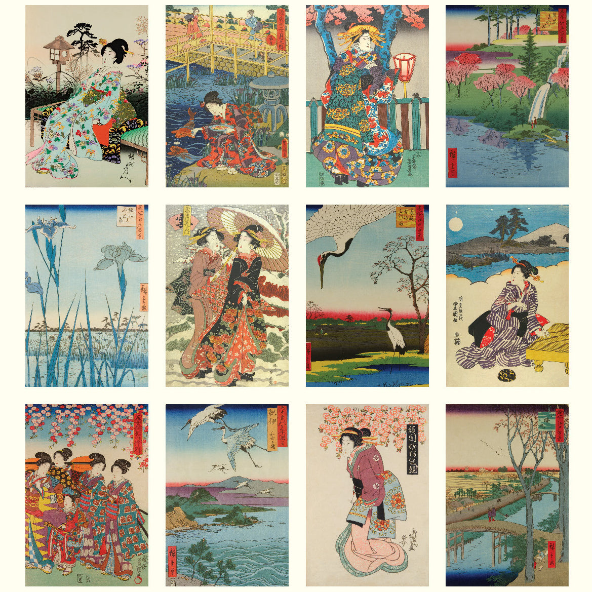 2024 Japanese Woodblock Prints - Deluxe Wall Calendar