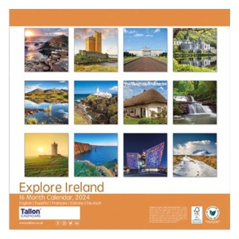 2024 Orange Explore Ireland - Square Wall Calendar