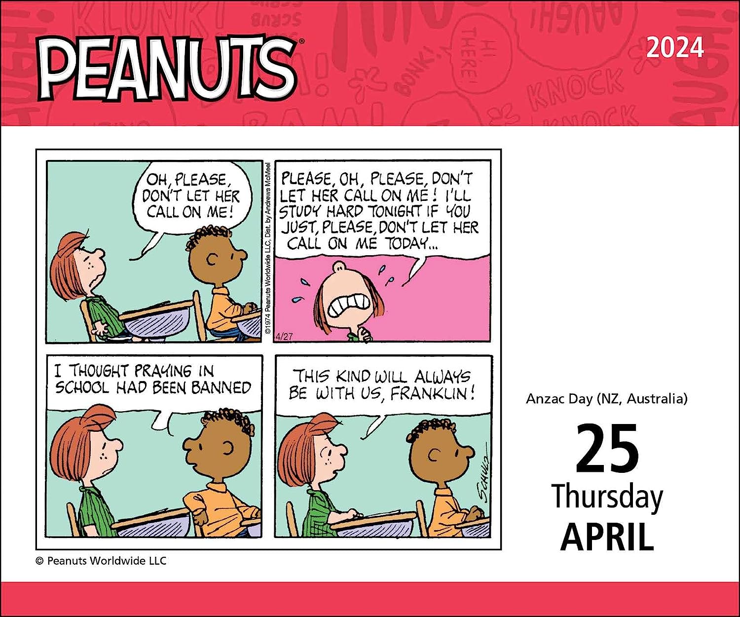 2024 Peanuts - Daily Boxed Page-A-Day Calendar  SOLD OUT