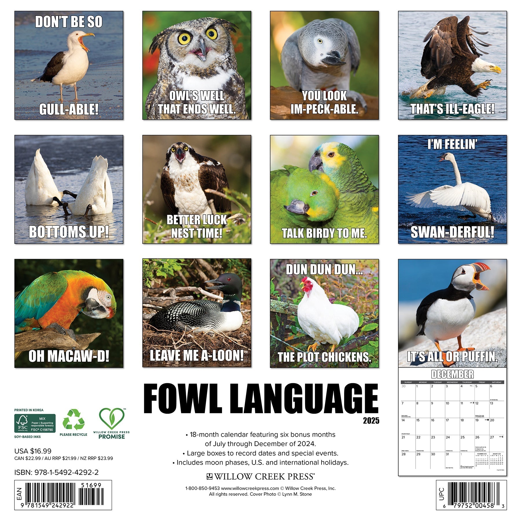 2025 Fowl Language - Square Wall Calendar (US Only)