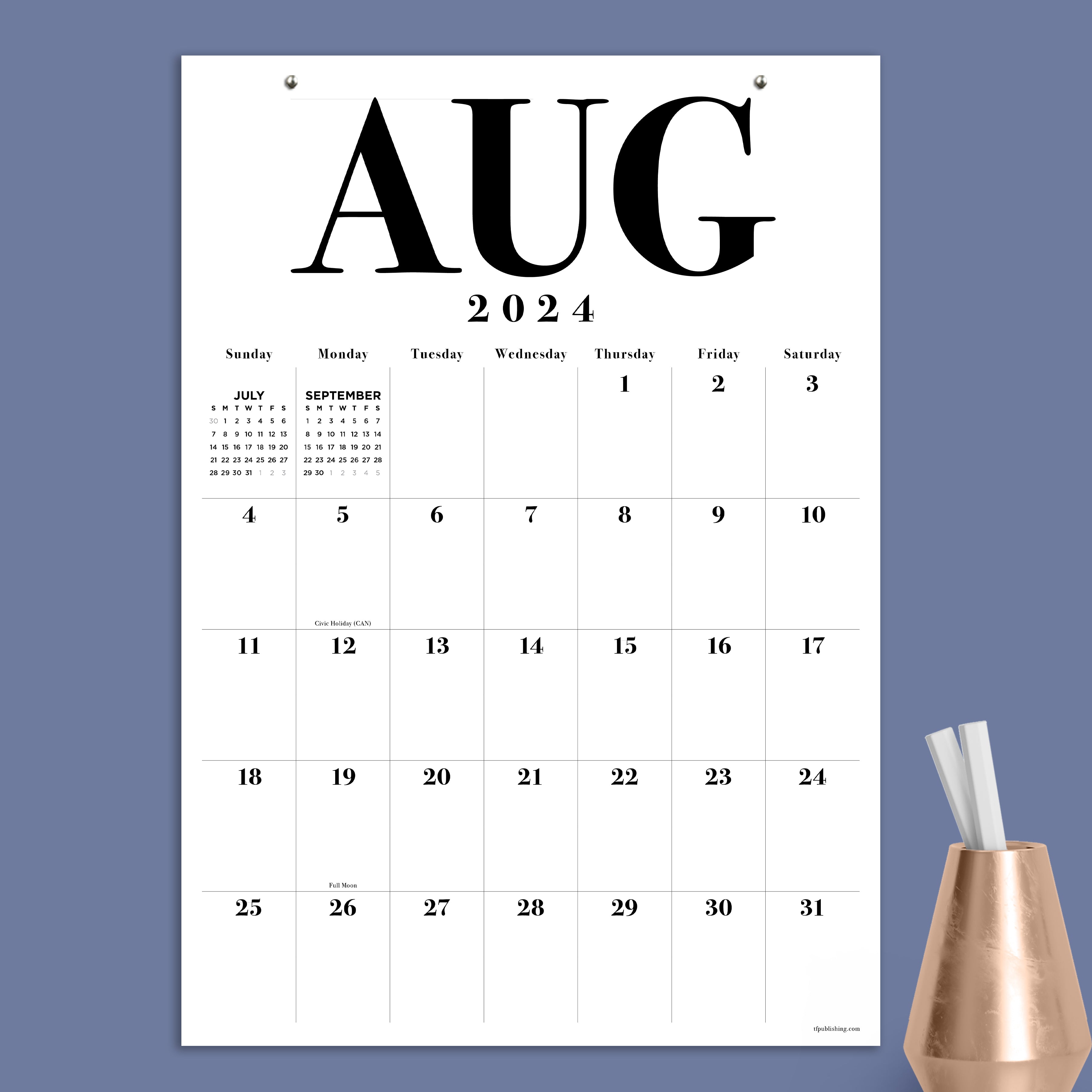 July 2024 - June 2025 Medium Art Poster - A3 Wall Academic Calendar