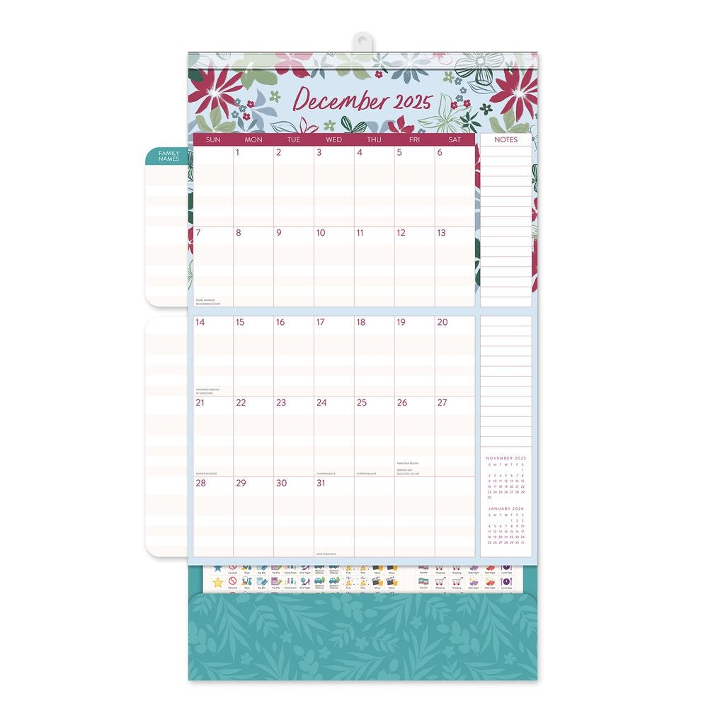 2025 Secret Garden Do It All Wall Family Planner - Deluxe Wall Calendar