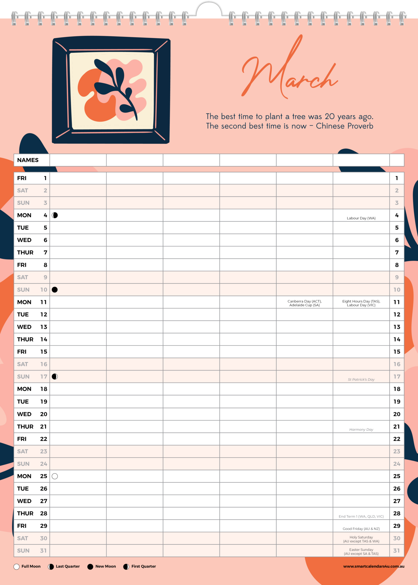 2024 Interiors (Australian Family Organiser) - A3 Wall Calendar