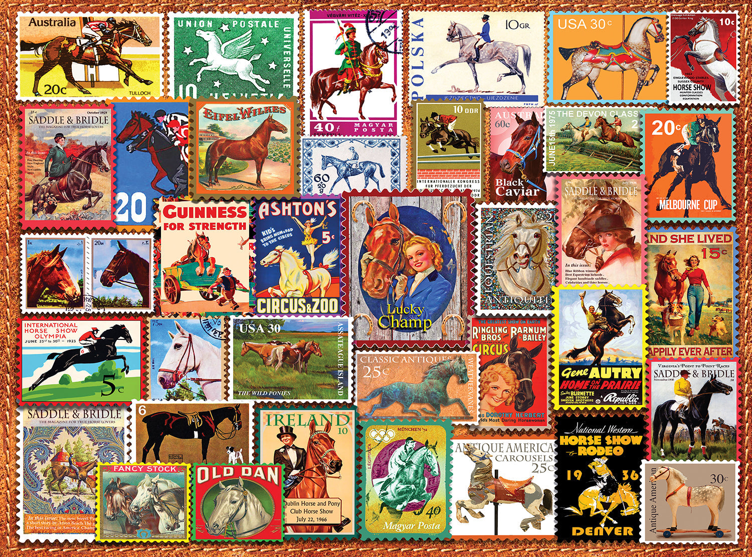 Vintage Equestrian Stamps 1000 Piece - Jigsaw Puzzle