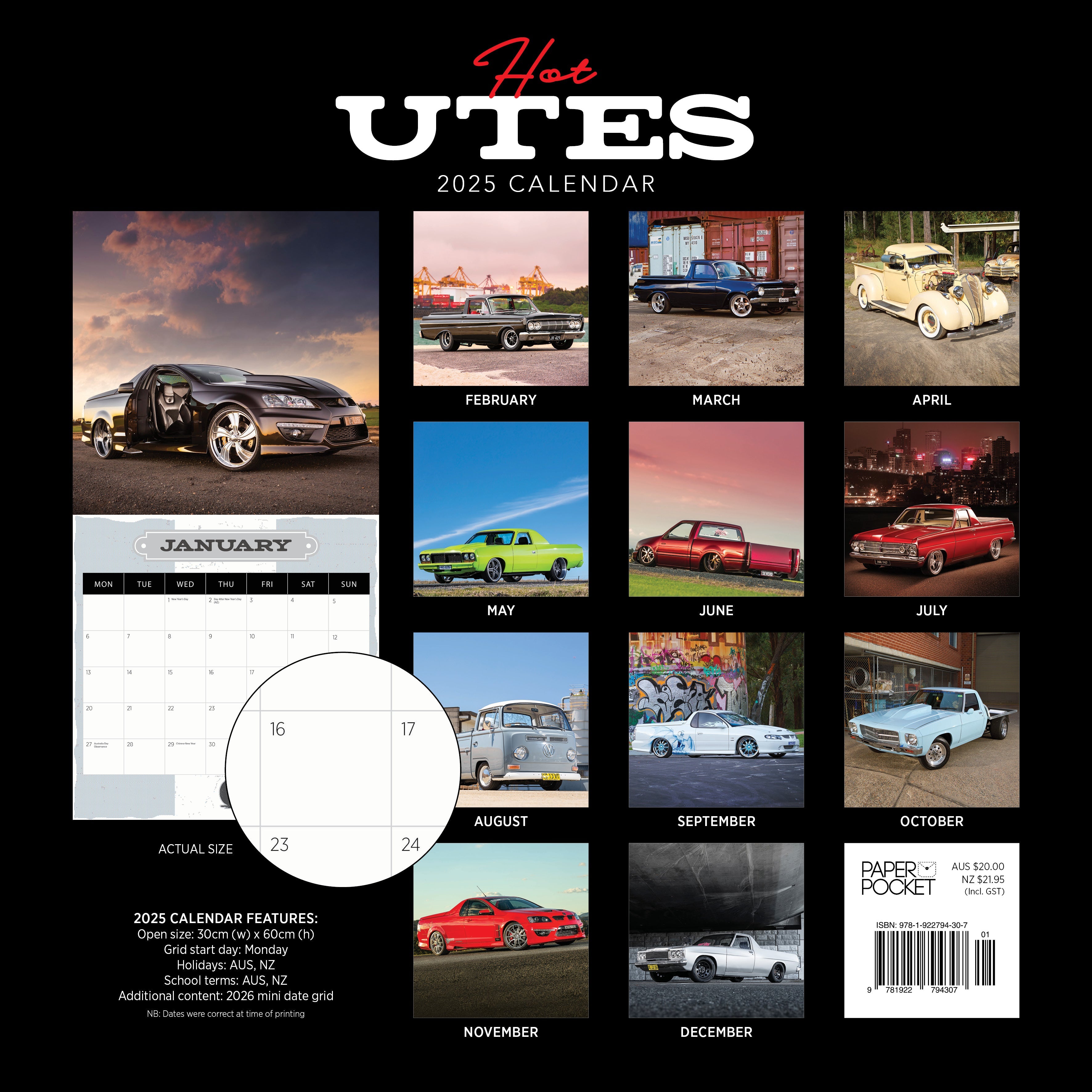 2025 Hot Utes - Square Wall Calendar