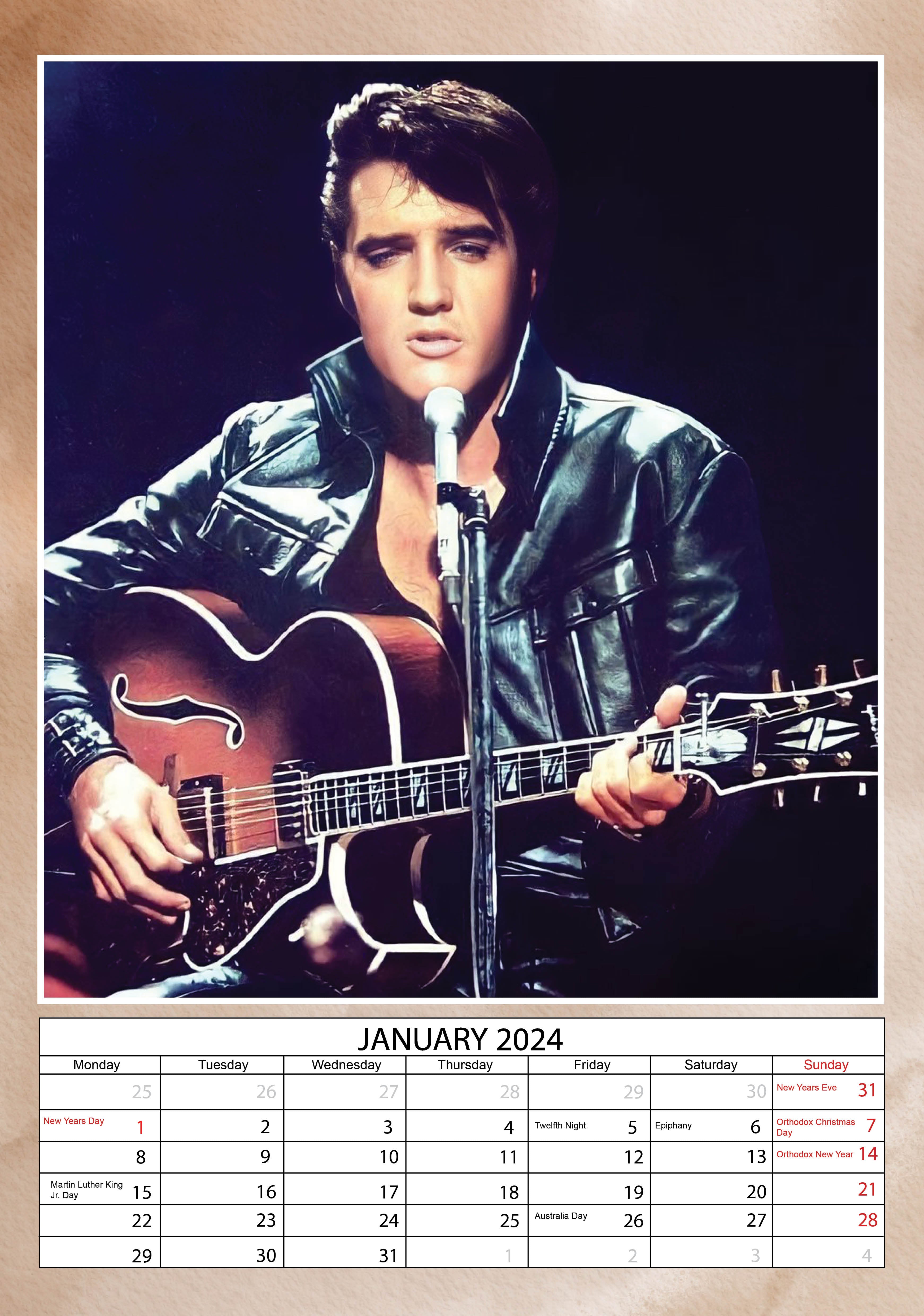2024 Elvis Presley - A3 Wall Calendar