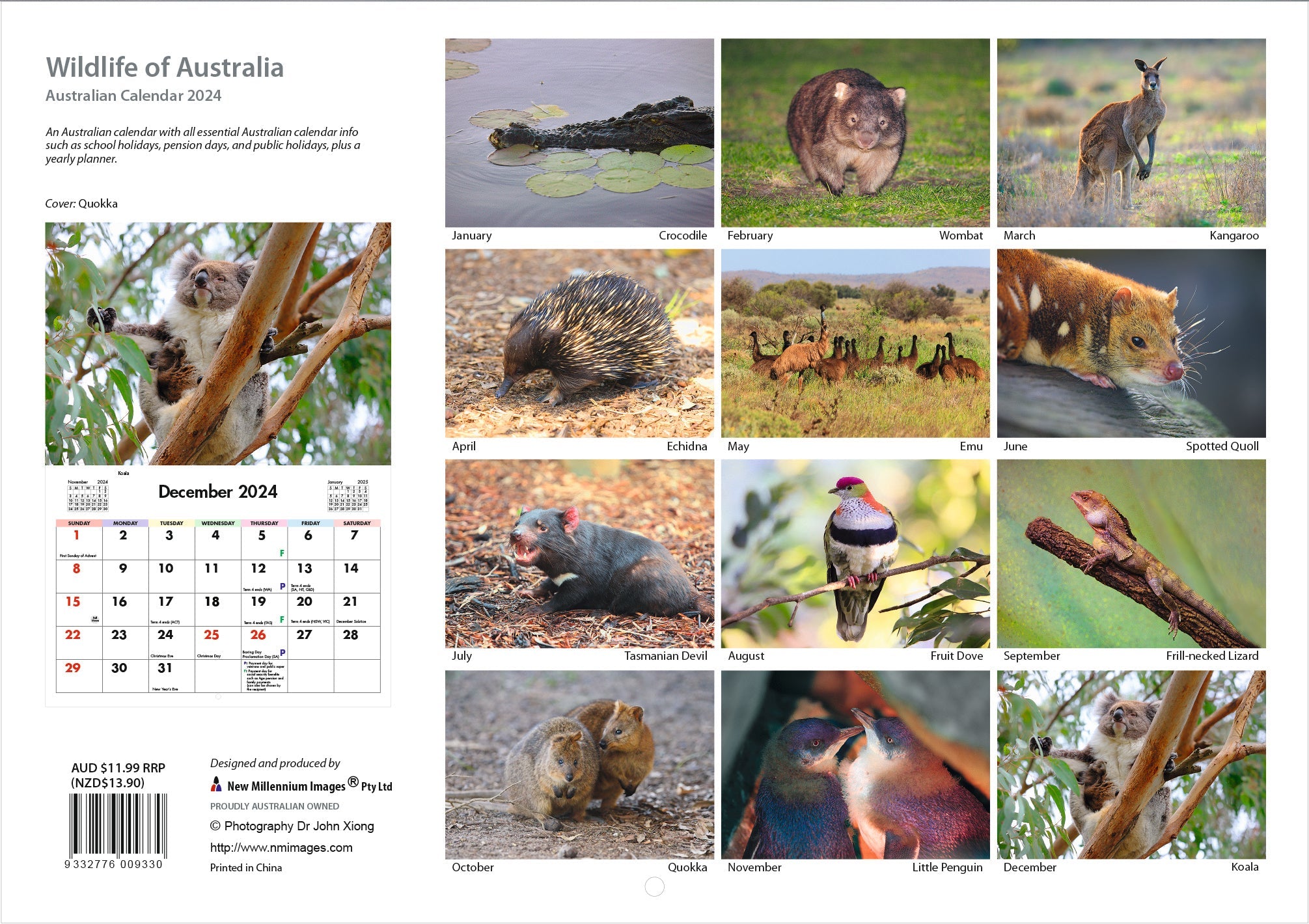 2024 Wildlife Of Australia - Horizontal Wall Calendar