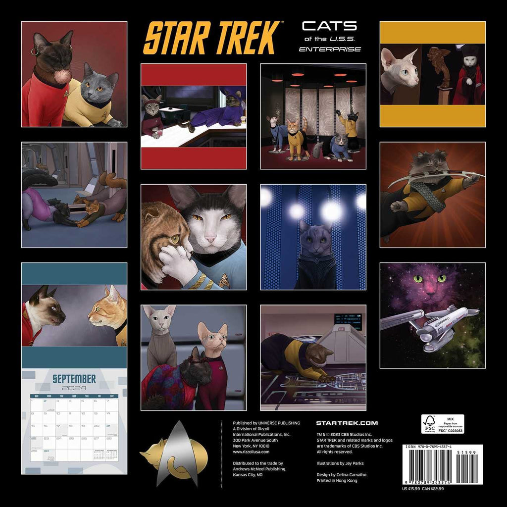 2024 Star Trek Cats Square Wall Calendar