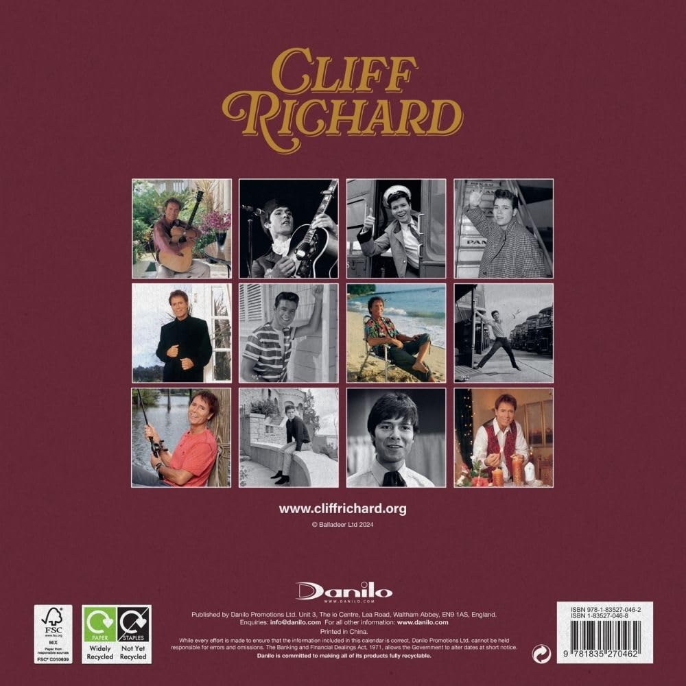 2025 Cliff Richard Collector's Edition Record Sleeve - Square Wall Calendar