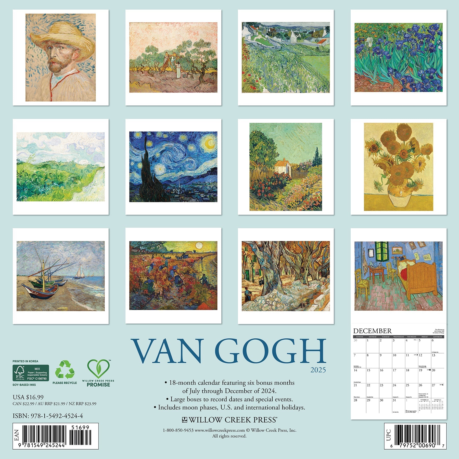 2025 Van Gogh - Square Wall Calendar (US Only)