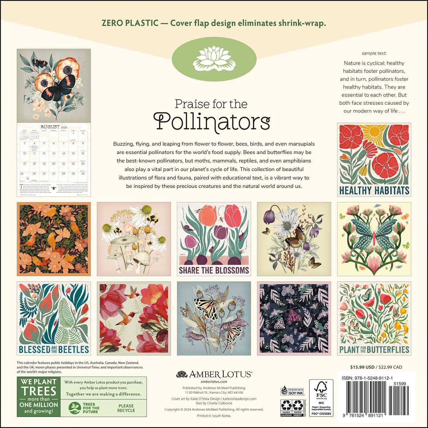 2025 Praise for the Pollinators - Square Wall Calendar