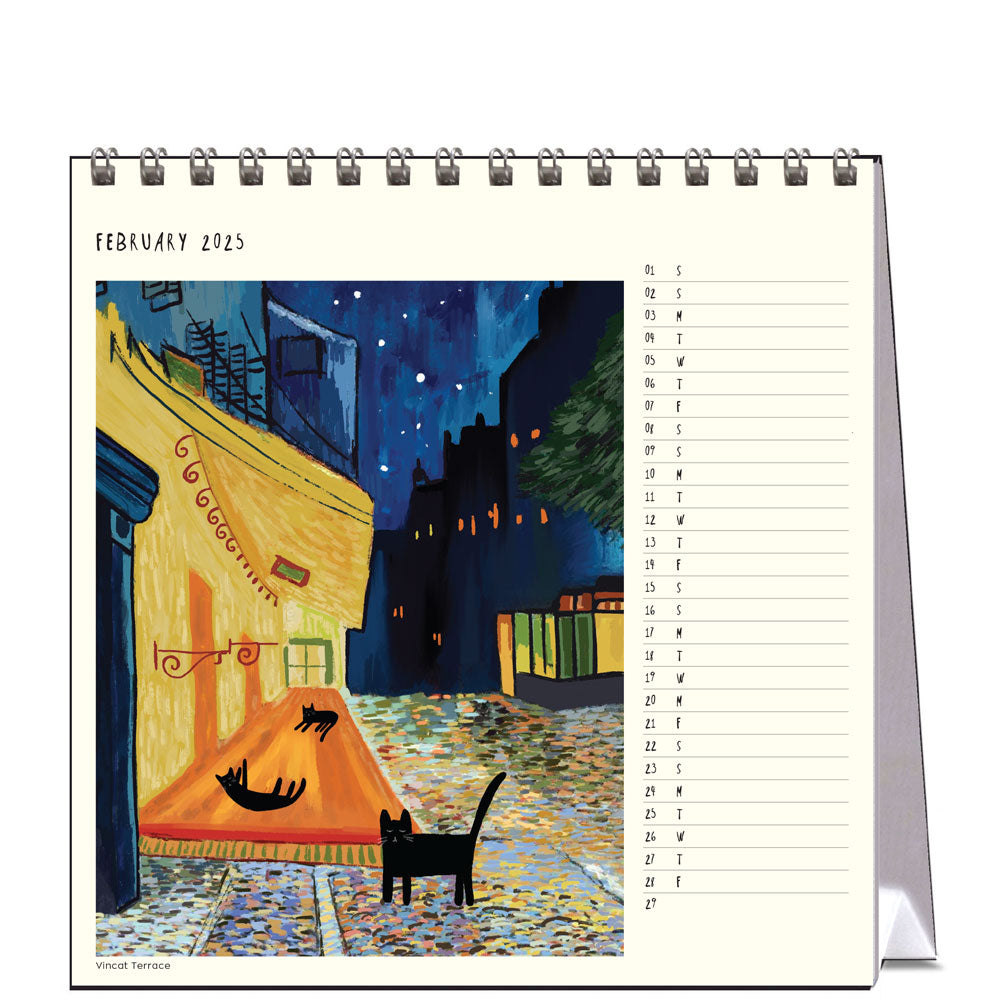 2025 Cat Artists Calendar Niaski - Desk Easel Calendar