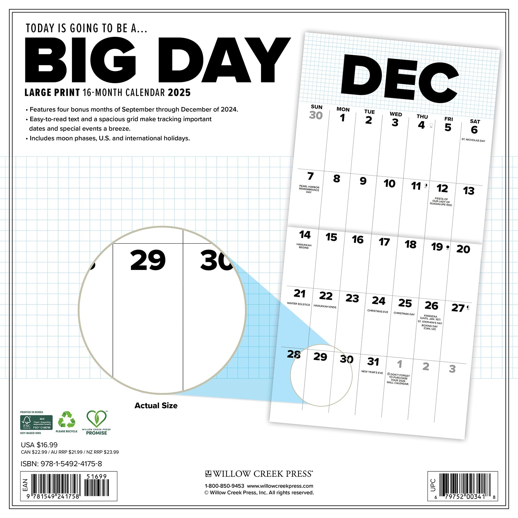 2025 Big Day - Square Wall Calendar (US Only)