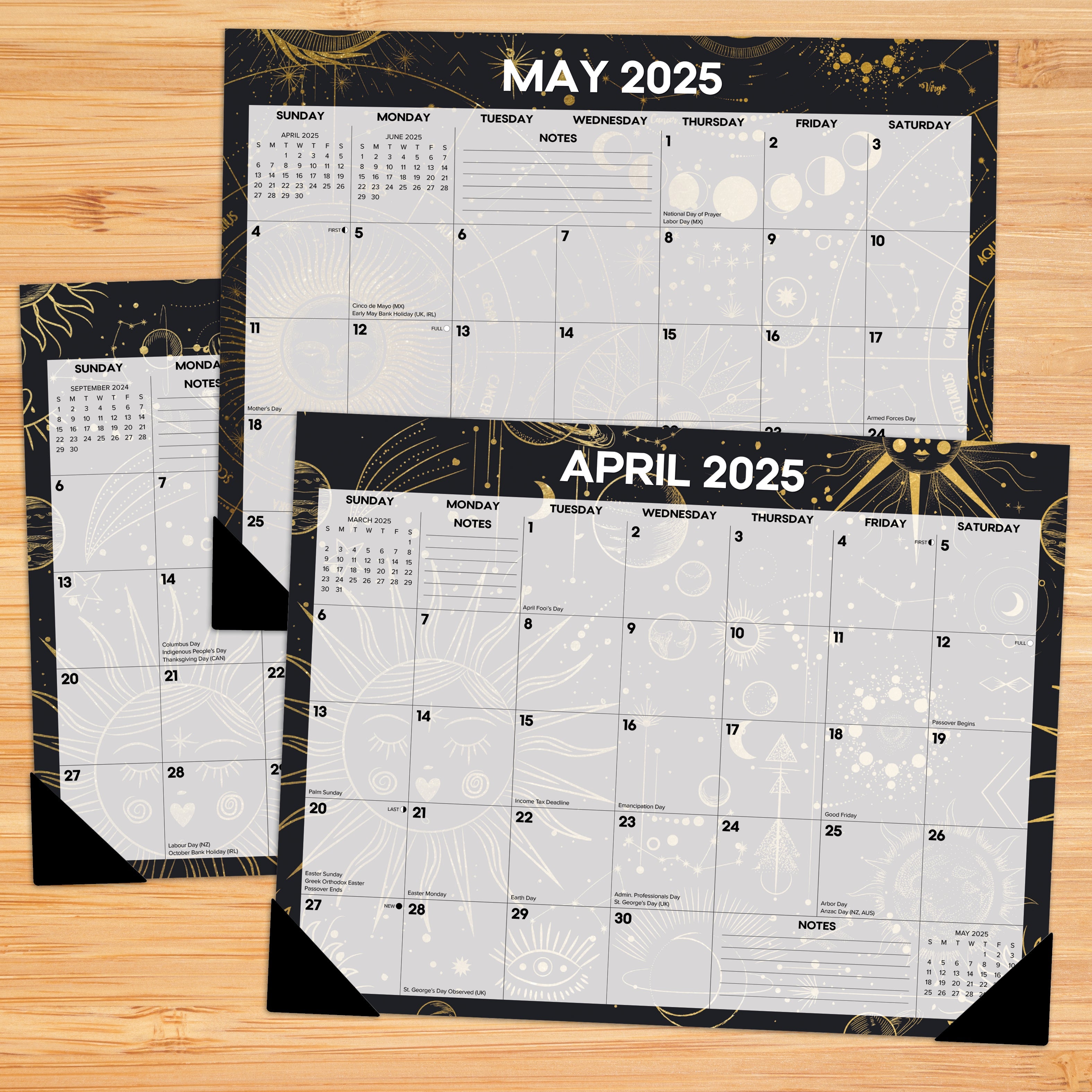 July 2024 - June 2025 Celestial - Large Monthly Desk Pad Academic Calendar