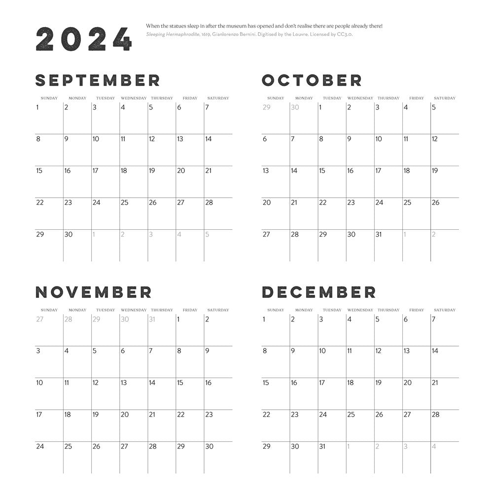 2025 Museum Bums - Square Wall Calendar