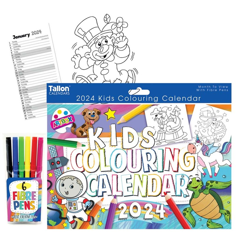 2024 Kids Colouring - Horizontal Wall Calendar