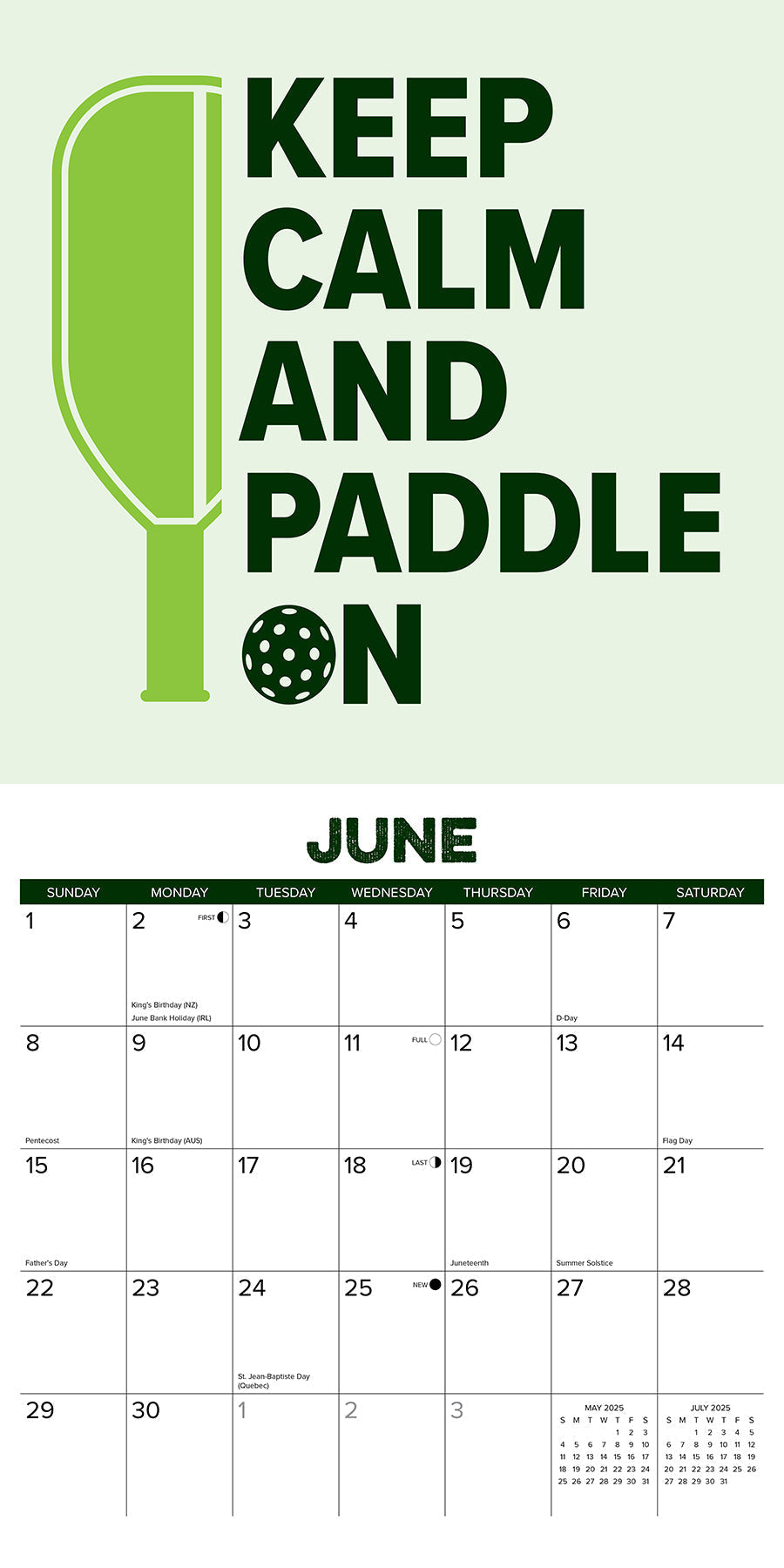 2025 Pickleball - Square Wall Calendar (US Only)