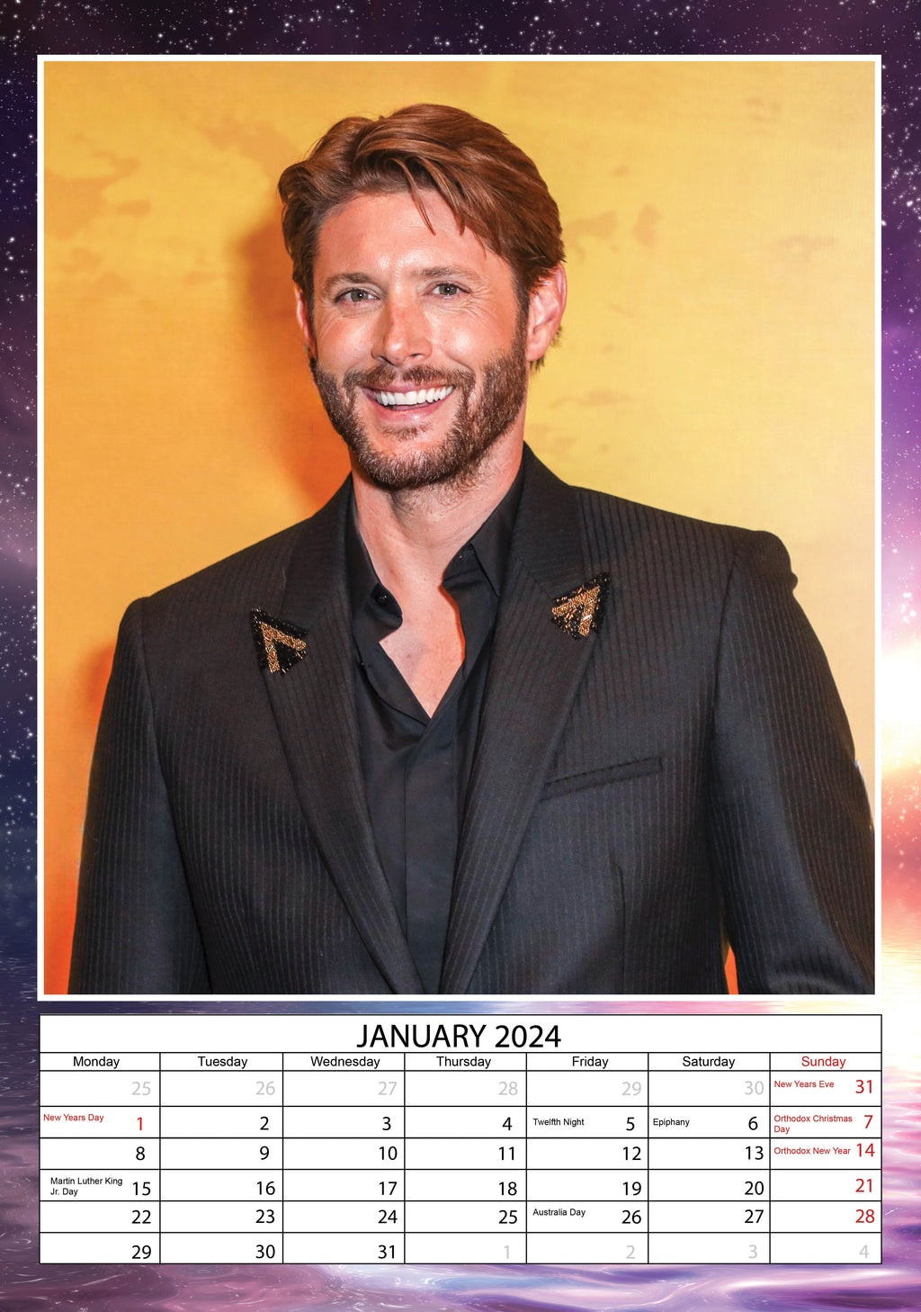 2024 Jensen Ackles A3 Wall Calendar Hollywood Idols Calendars by