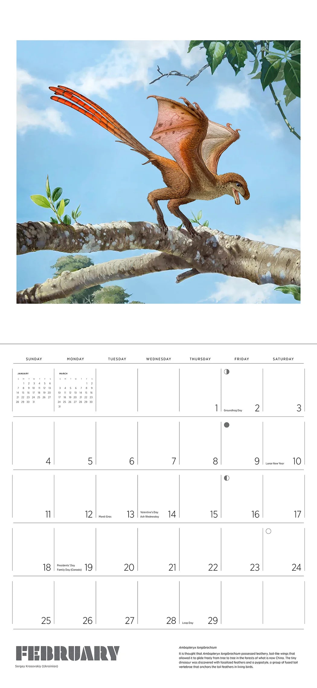 2024 Dinosaurs: The Art Of Sergey Krasovskiy - Square Wall Calendar