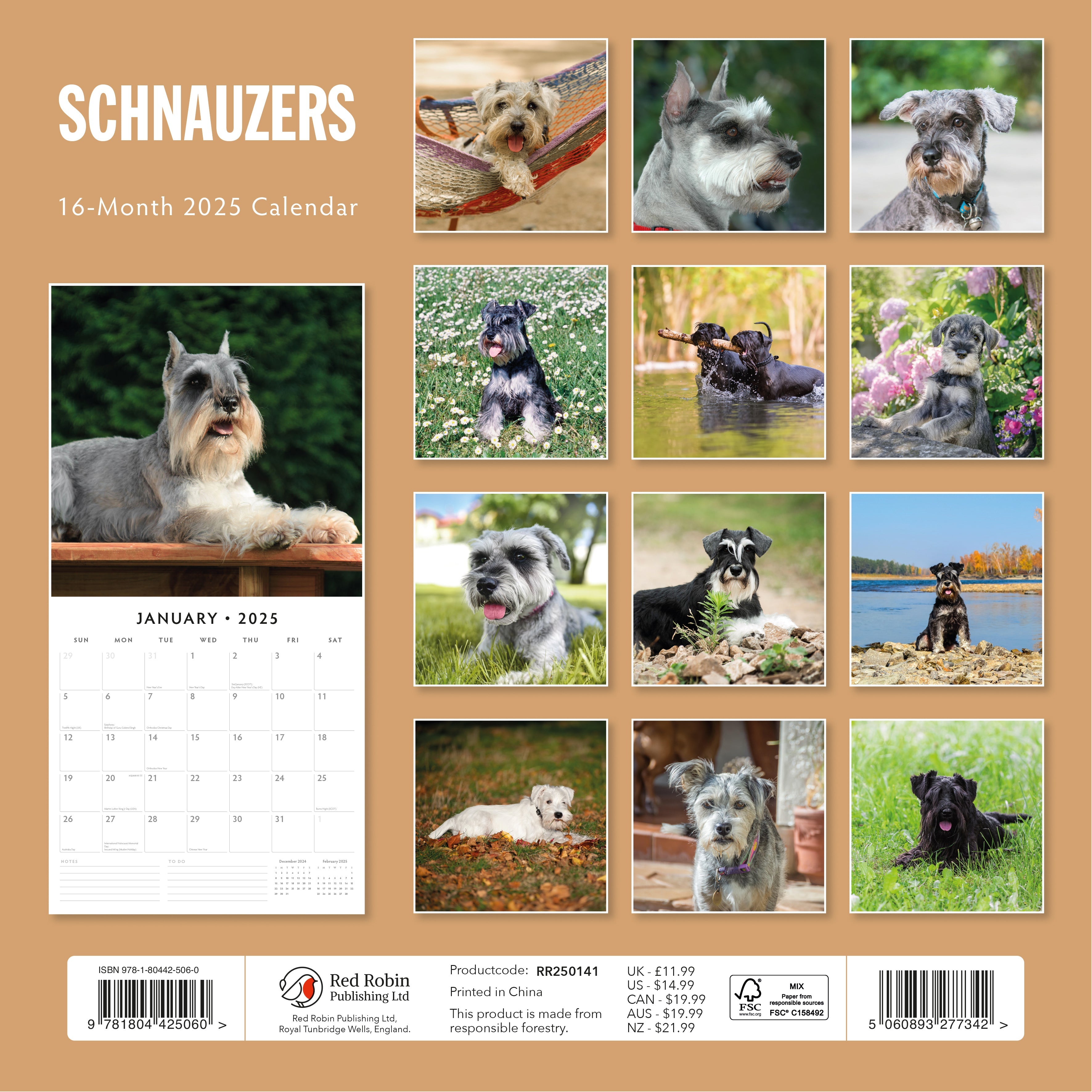 2025 Schnauzer - Square Wall Calendar