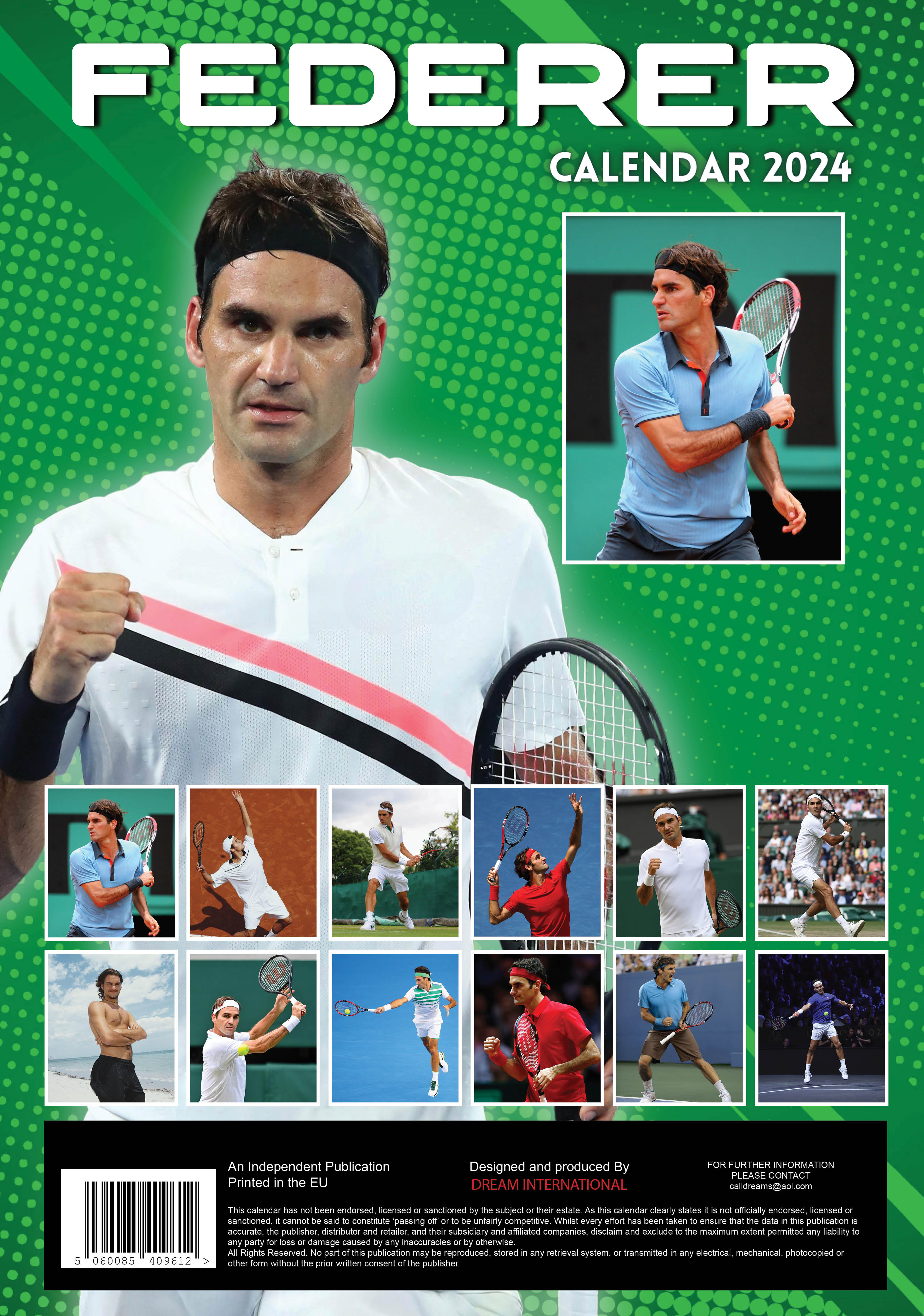 2024 Roger Federer A3 Wall Calendar Athletes Calendars by Call