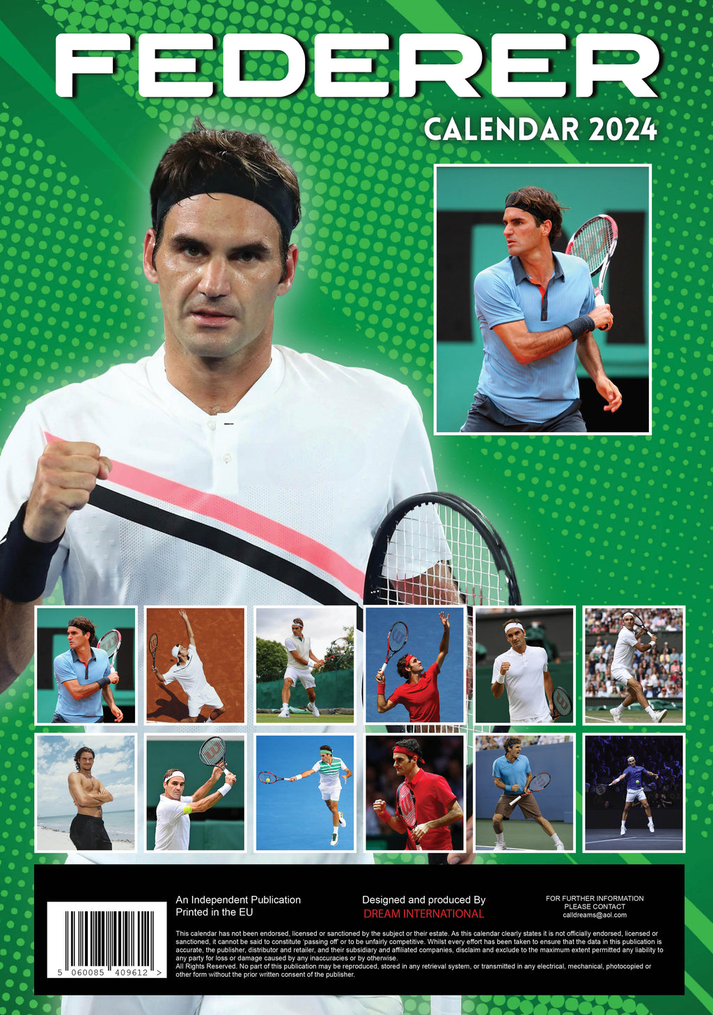 2024 Roger Federer A3 Wall Calendar Athletes Calendars by Call