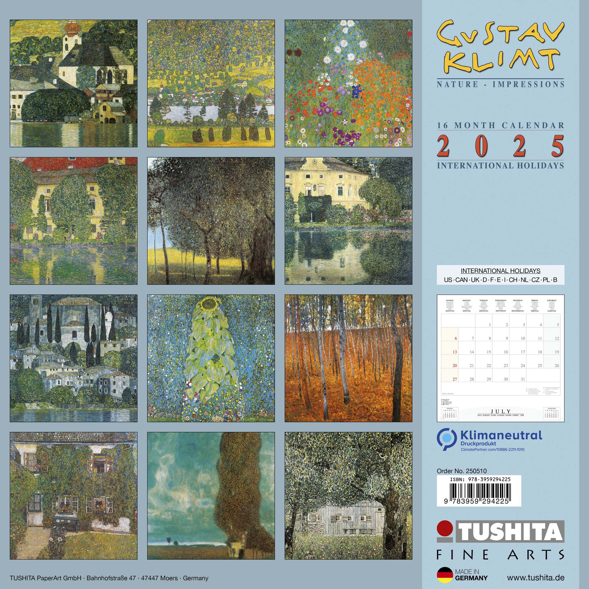 2025 Gustav Klimt Nature - Impressions - Square Wall Calendar