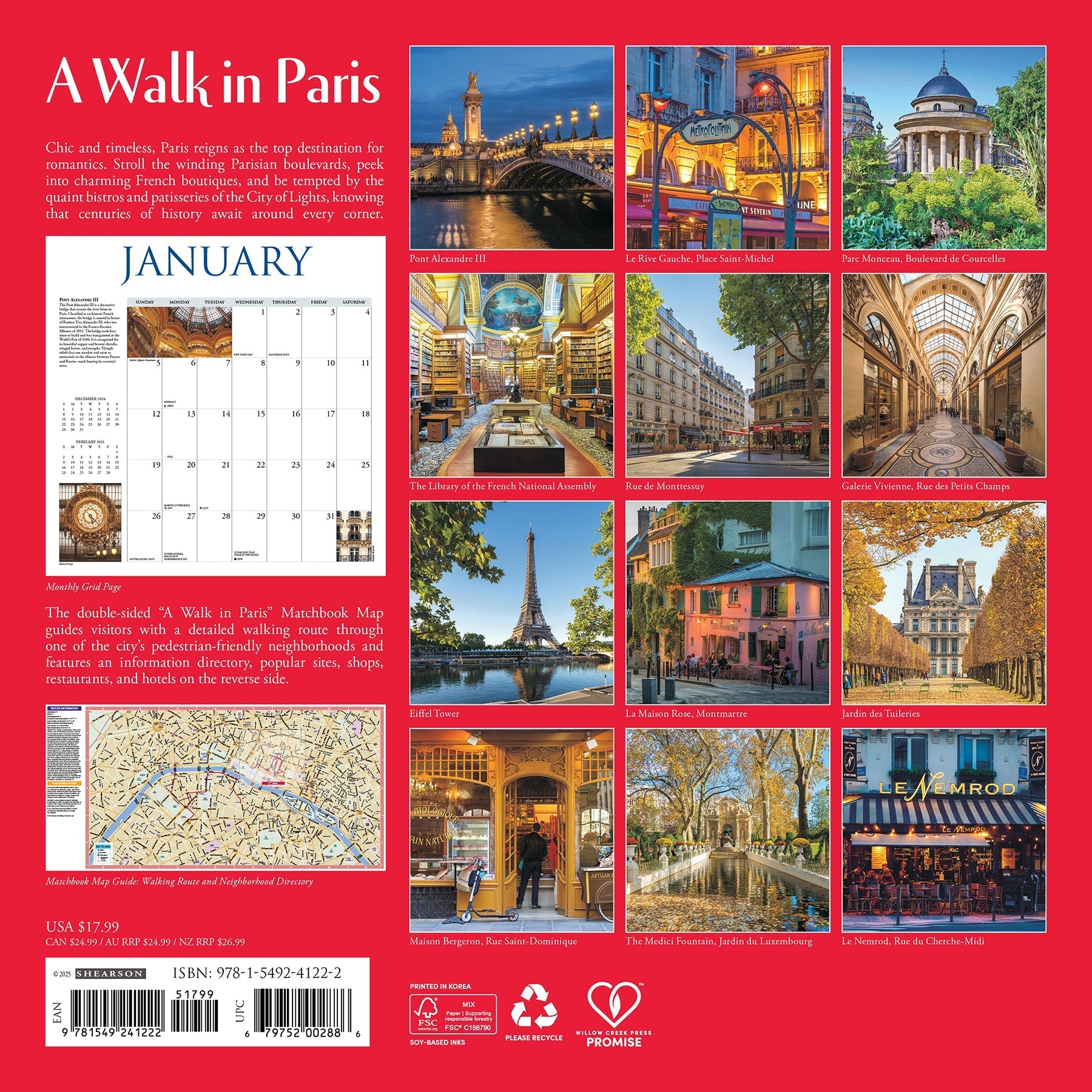 2025 A Walk in Paris - Square Wall Calendar (US Only)