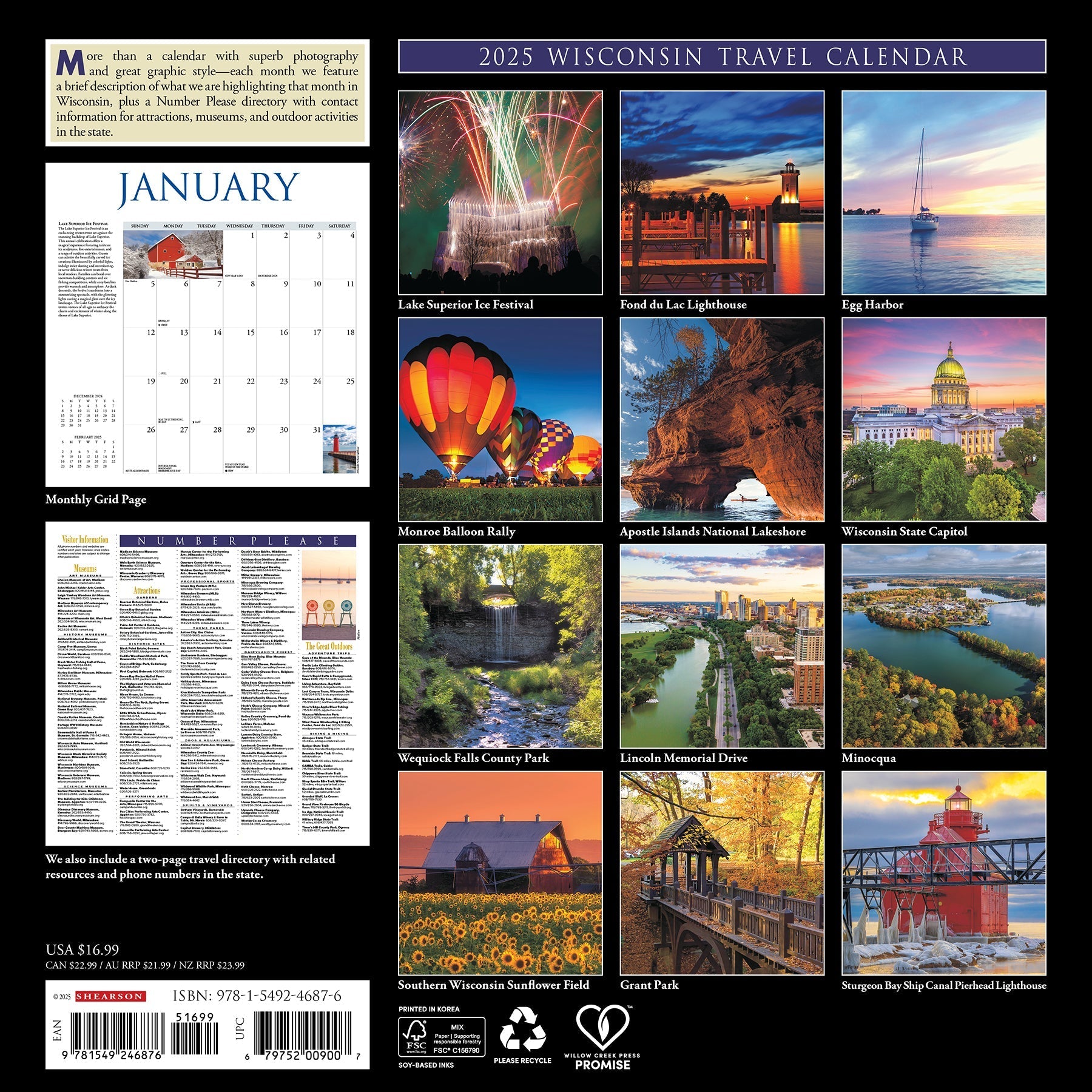 2025 Wisconsin - Square Wall Calendar (US Only)