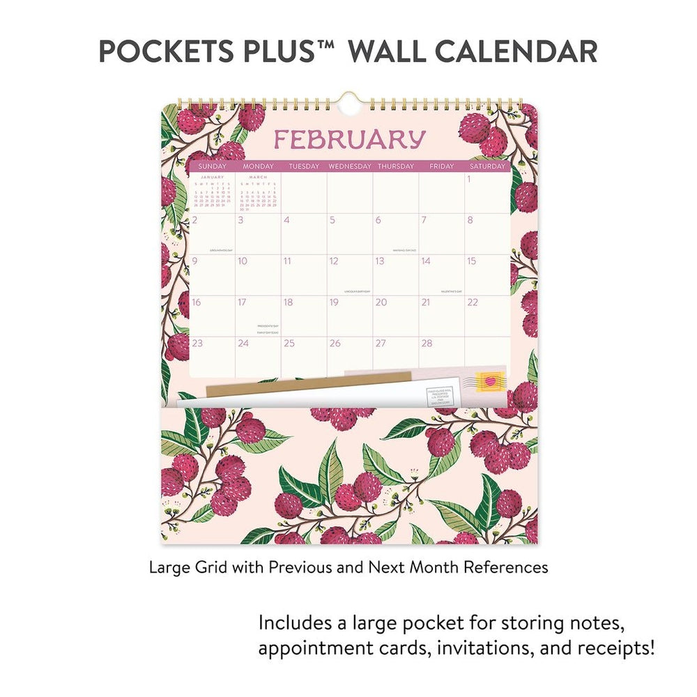 2025 Fruit & Flora Pockets Plus - Deluxe Wall Calendar