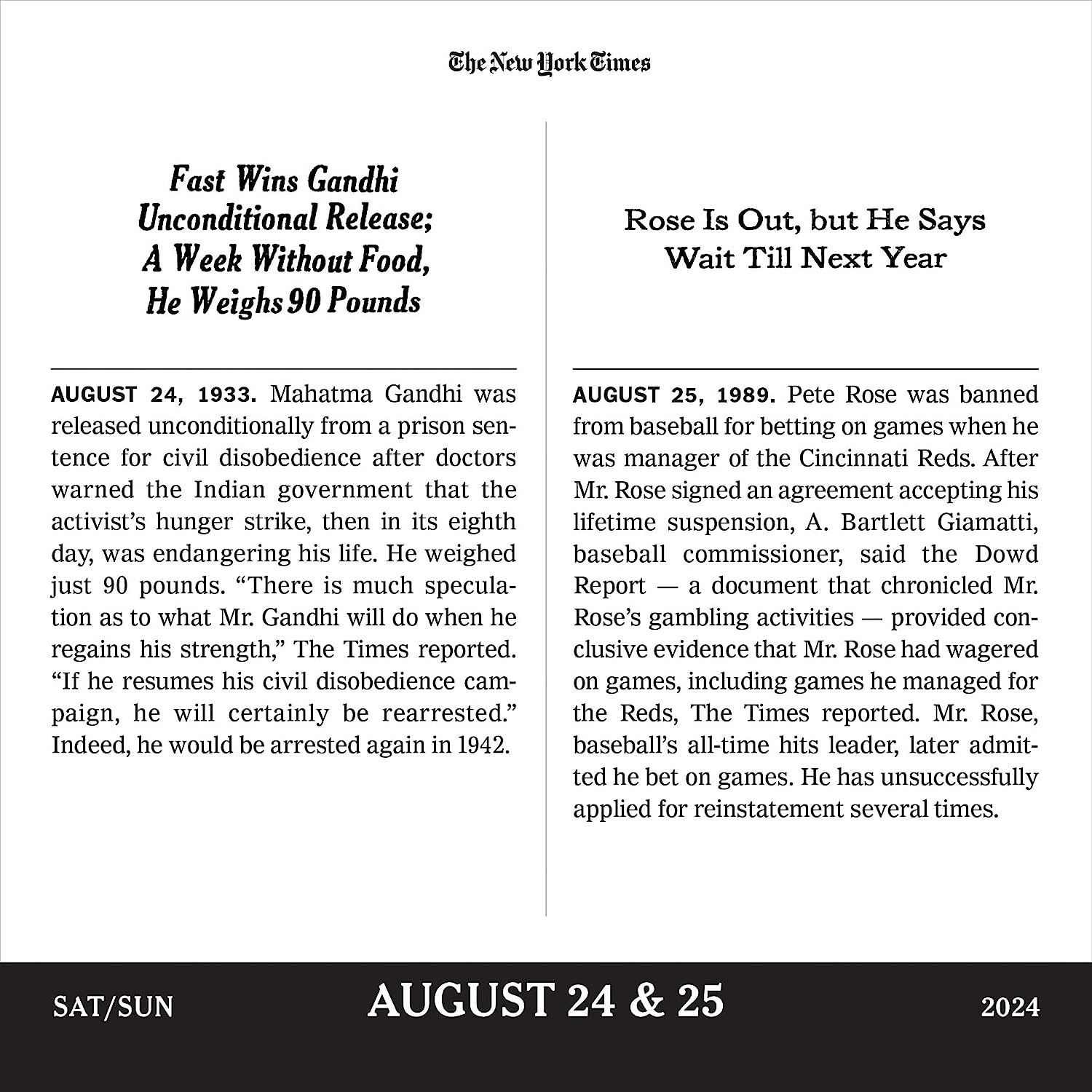 2024 The New York Times Headlines In History - Daily Boxed Page-A-Day Calendar  SOLD OUT