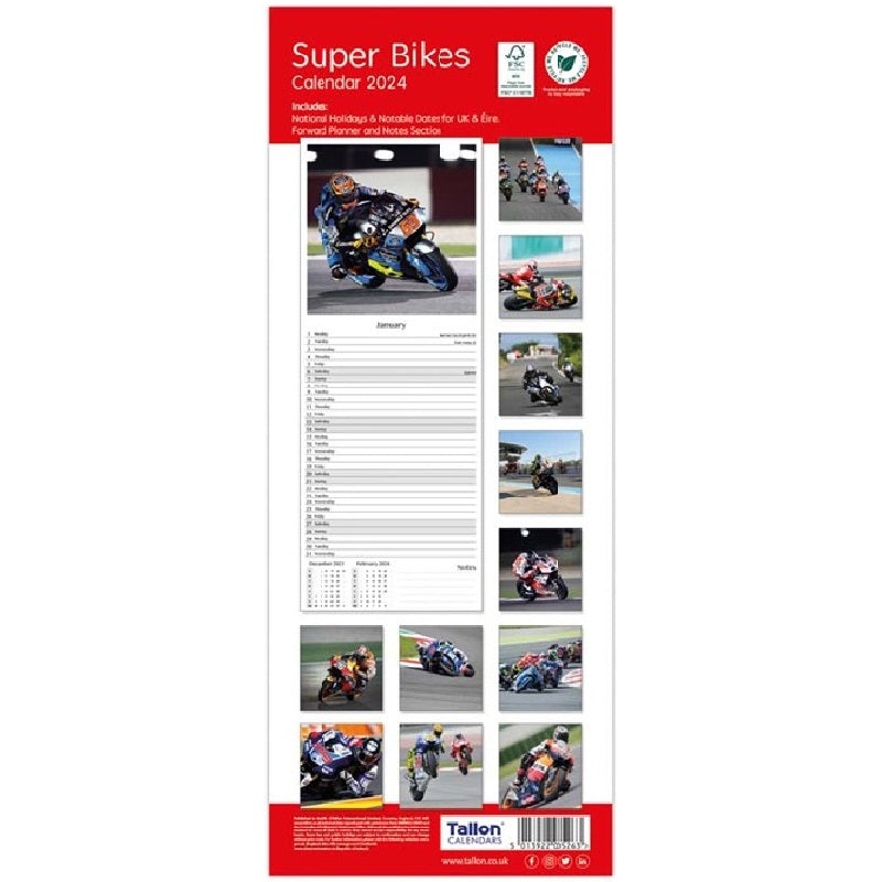 2024 Super Bikes Super - Slim Wall Calendar