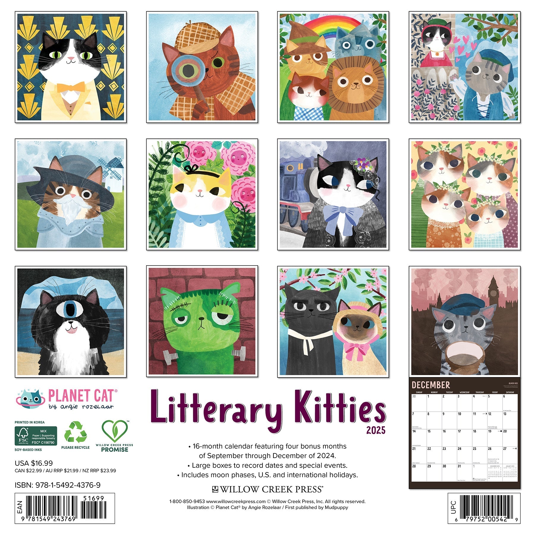 2025 Litterary Kitties - Square Wall Calendar (US Only)