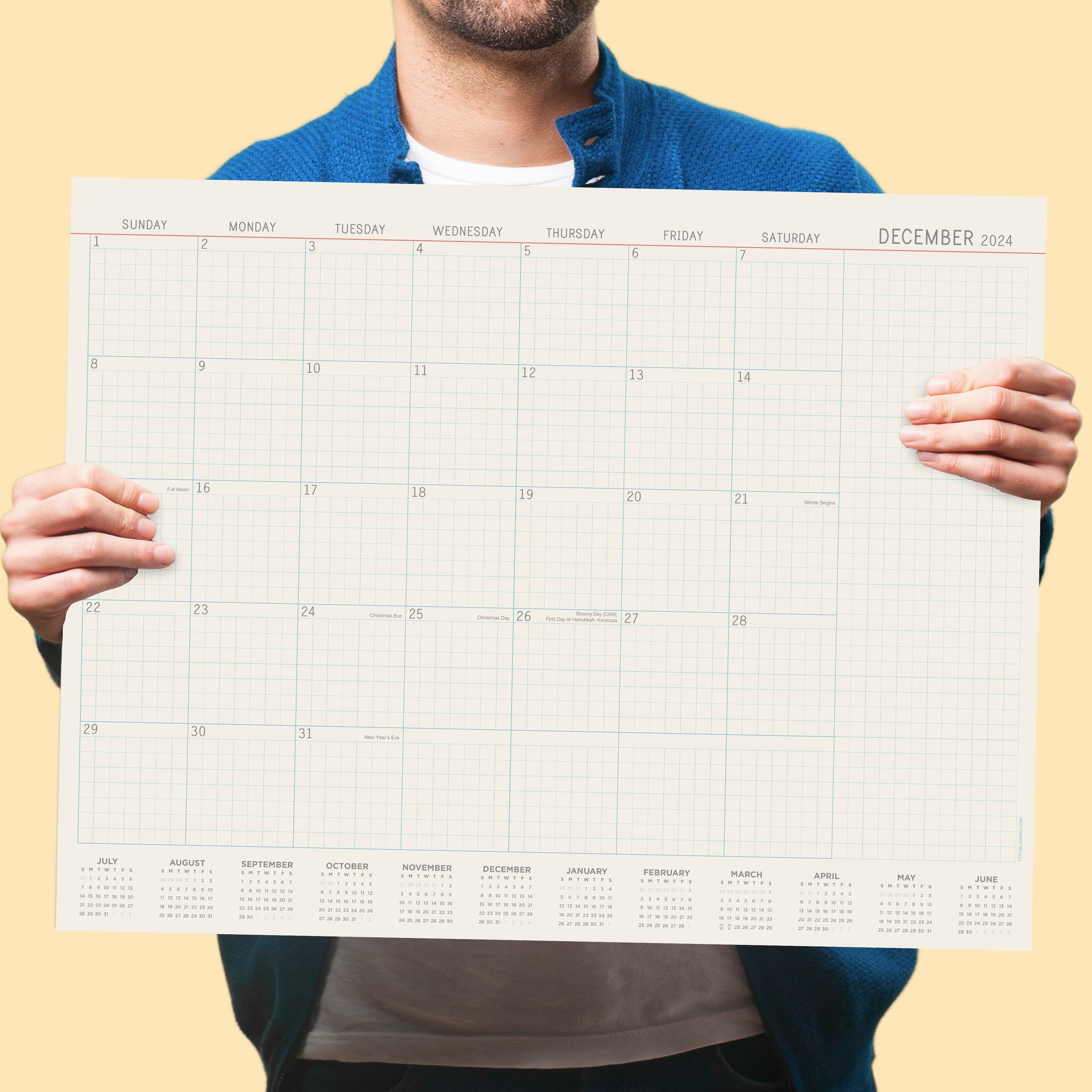 July 2024 - June 2025 Vintage Professional - Large Monthly Desk Pad Blotter Academic Calendar