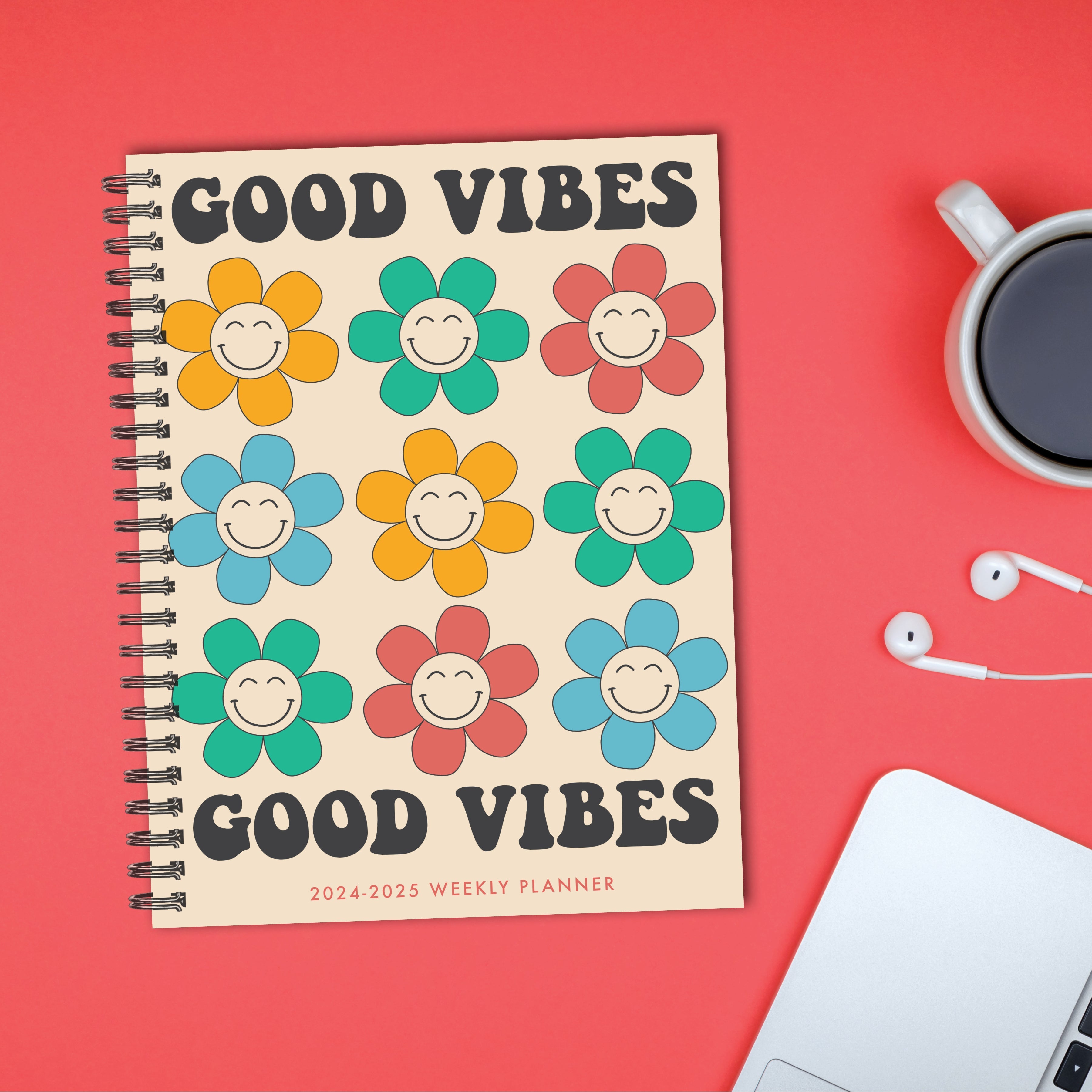 July 2024 - June 2025 Good Vibes - Medium Weekly & Monthly Academic Year Diary/Planner  SOLD OUT