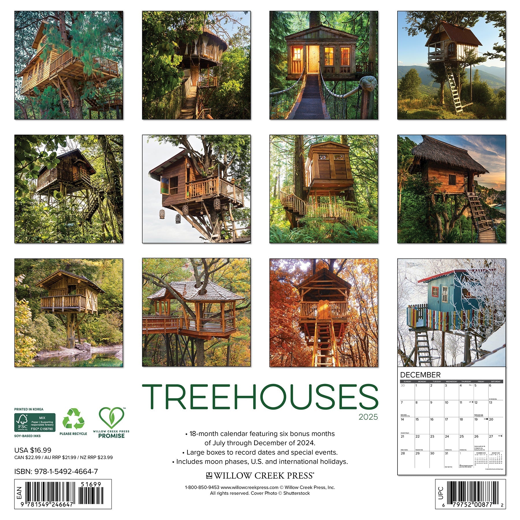 2025 Treehouses - Square Wall Calendar (US Only)