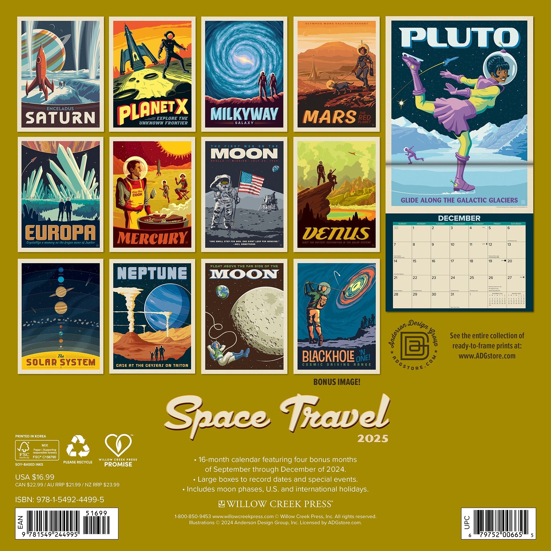 2025 Space Travel (ADG) - Square Wall Calendar (US Only)