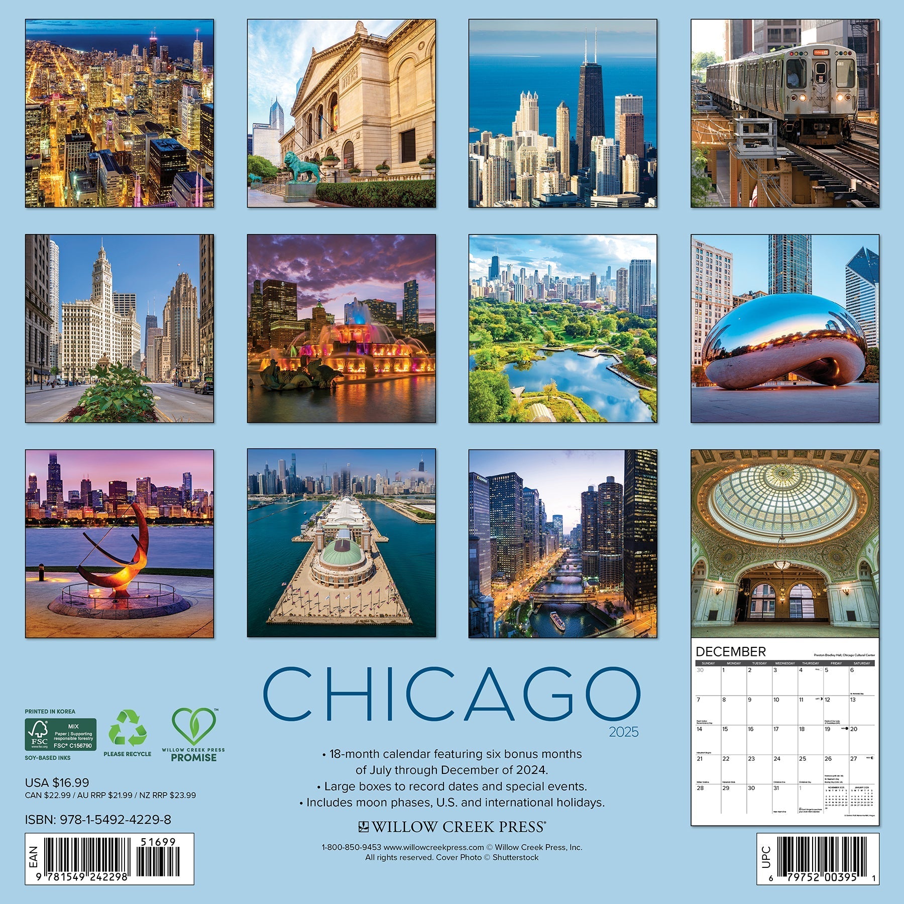 2025 Chicago - Square Wall Calendar (US Only)