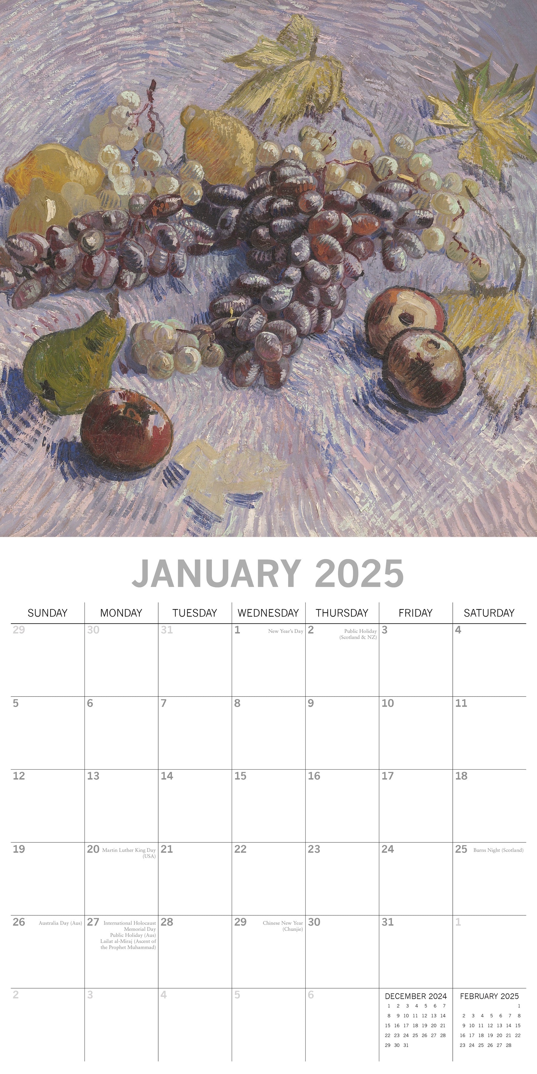 2025 Van Gogh - Square Wall Calendar