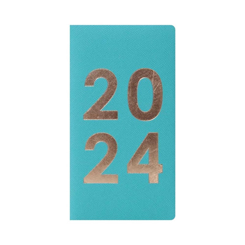 2024 Aqua Blue Fabric Slim - Weekly Diary/Planner