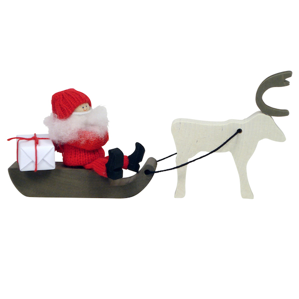 Santa on sleigh with reindeer (20x9 cm) - Christmas Decoration