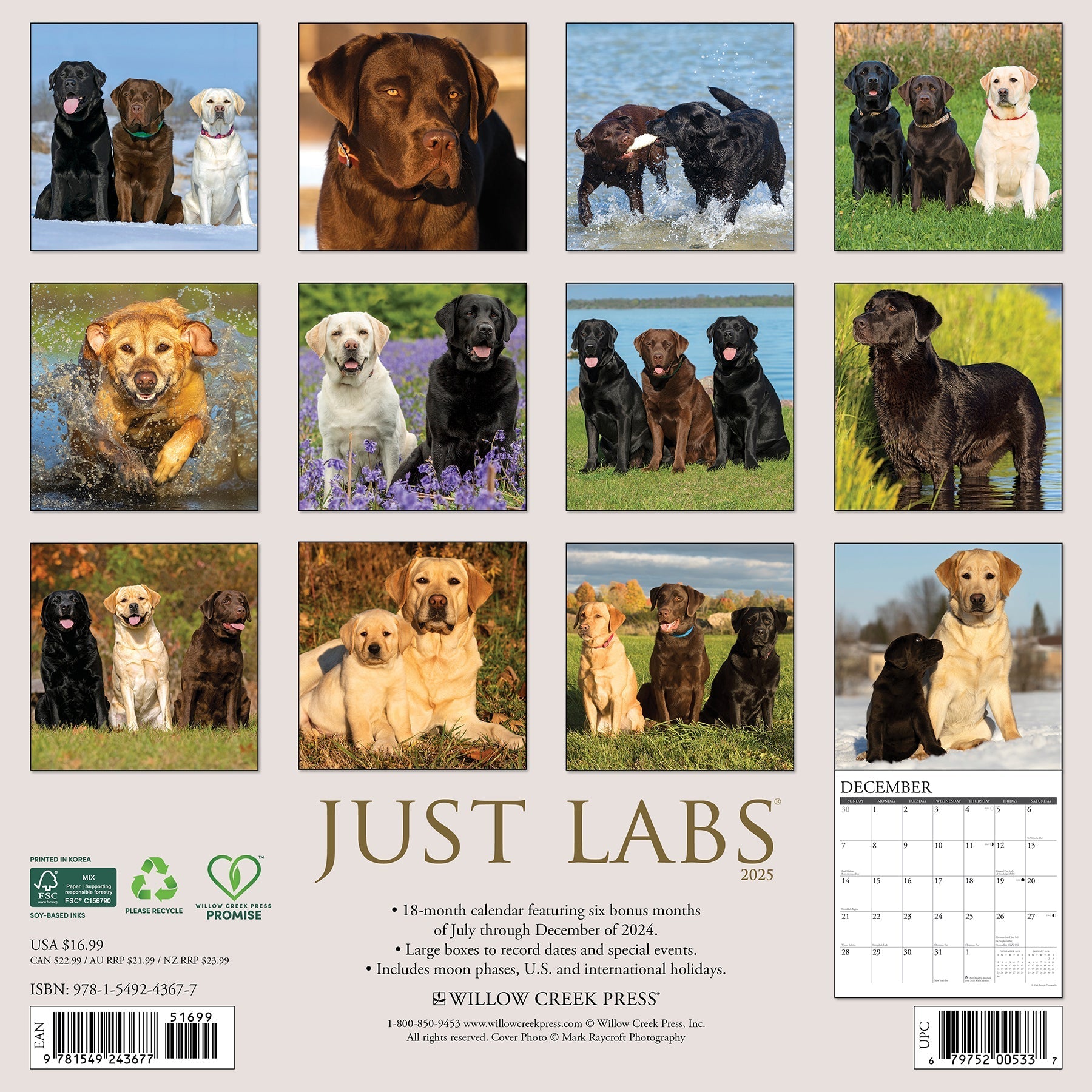 2025 Labs - Square Wall Calendar (US Only)