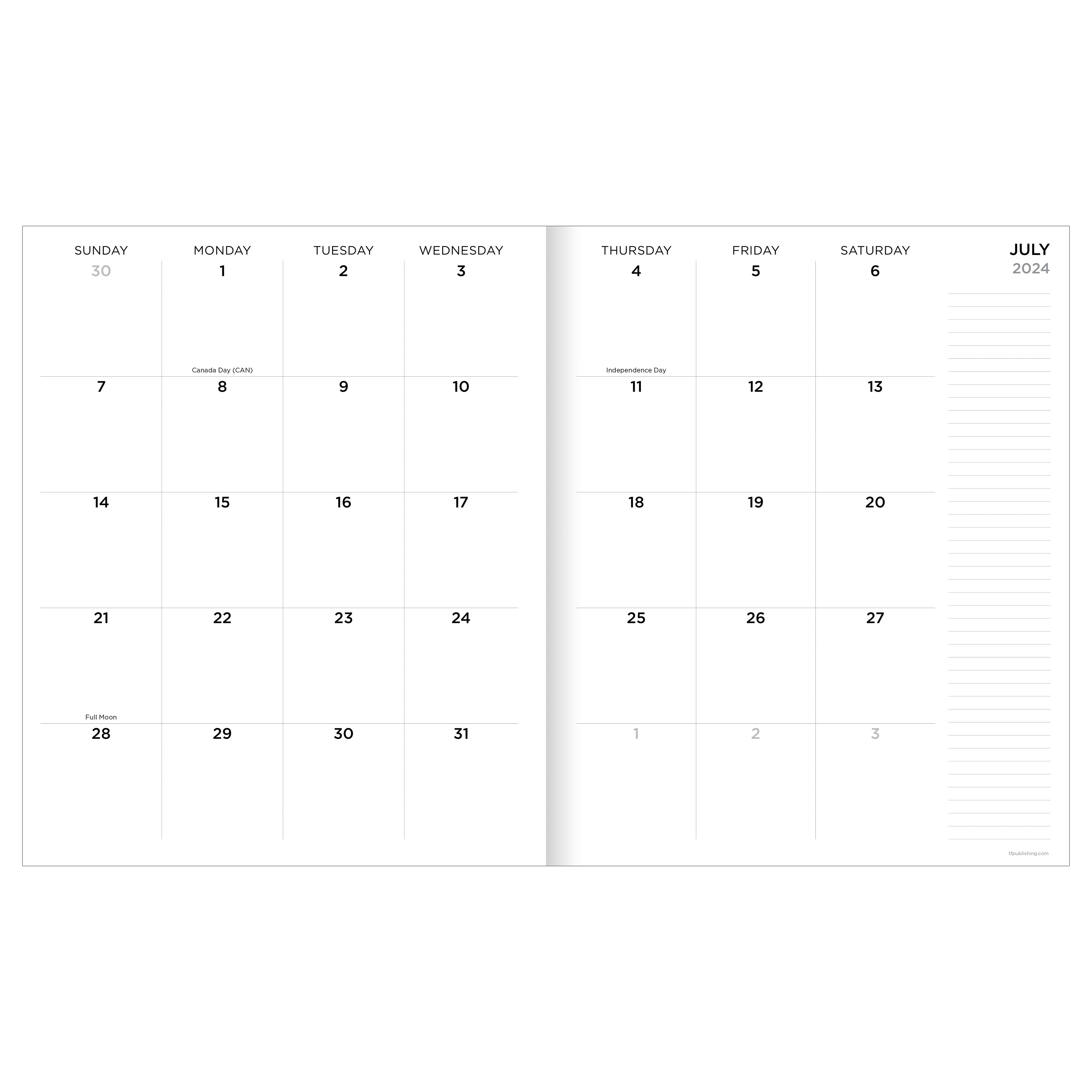July 2024 - June 2025 Black Leaves - Large Monthly Academic Year Diary/Planner
