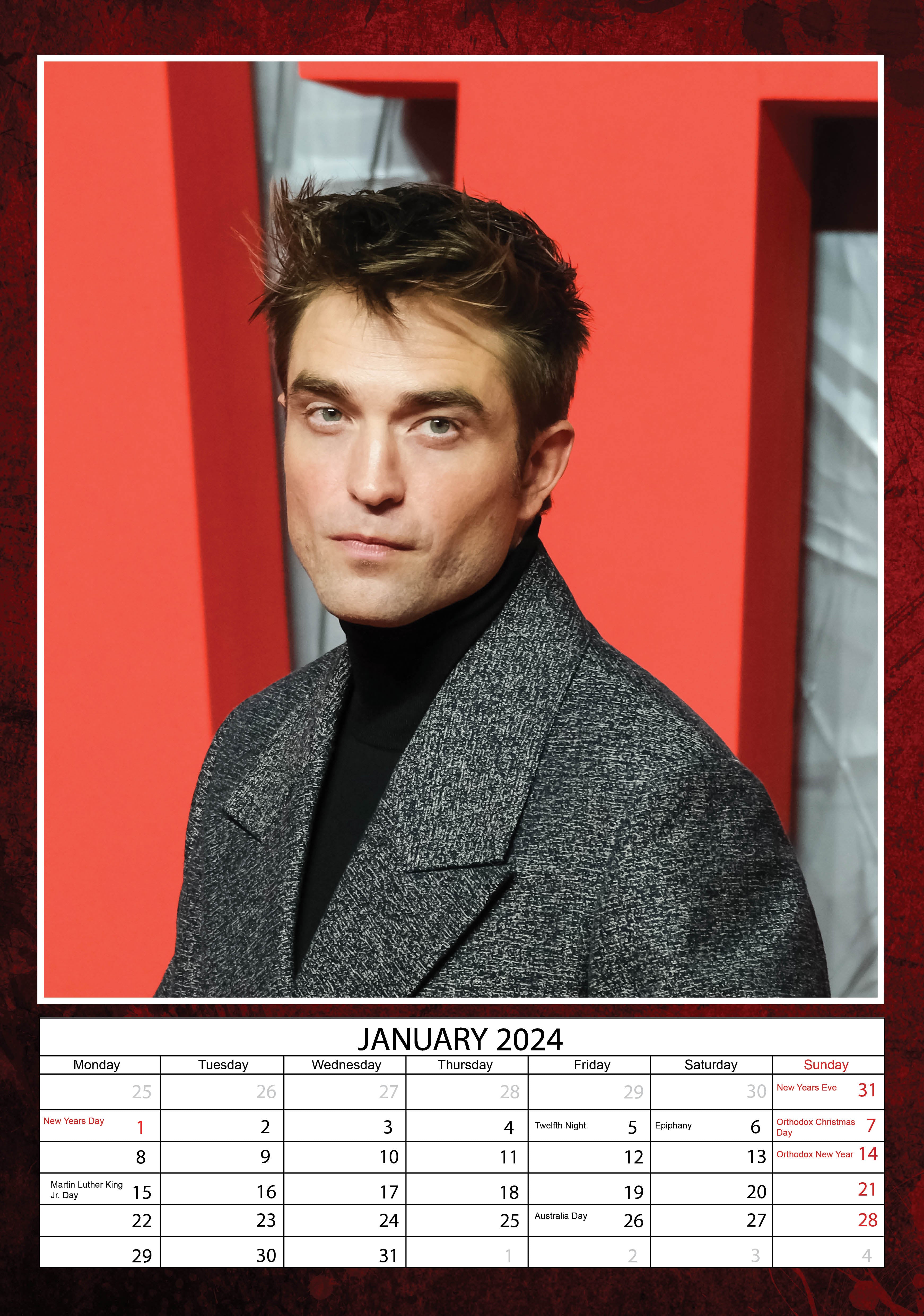 2024 Robert Pattinson - A3 Wall Calendar