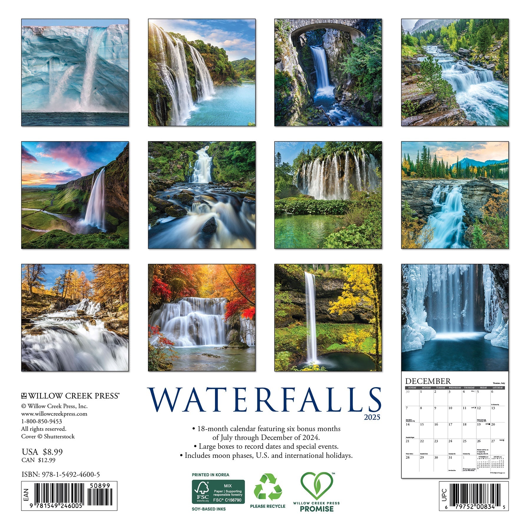 2025 Waterfalls - Mini Wall Calendar (US Only)