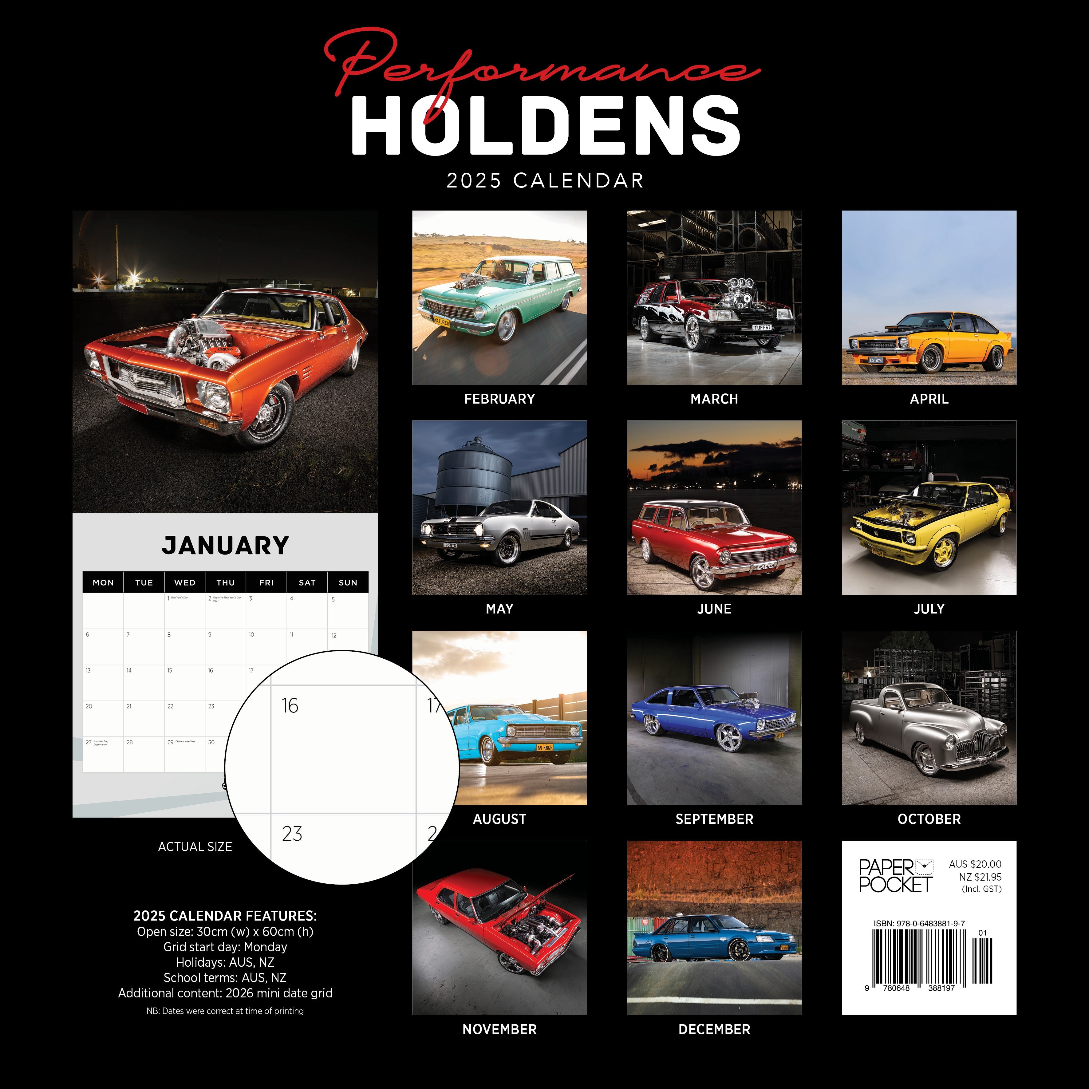 2025 Performance Holdens - Square Wall Calendar