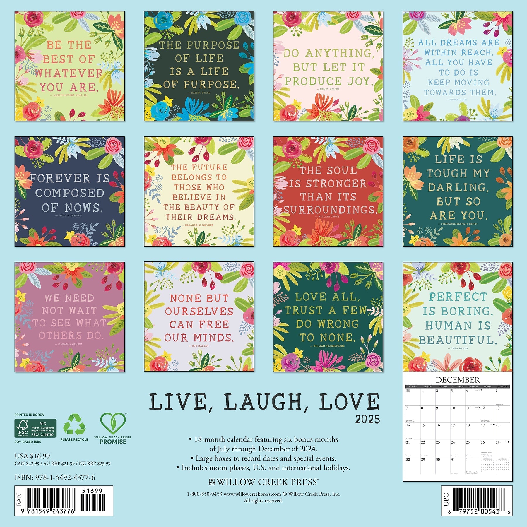 2025 Live, Laugh, Love - Square Wall Calendar (US Only)